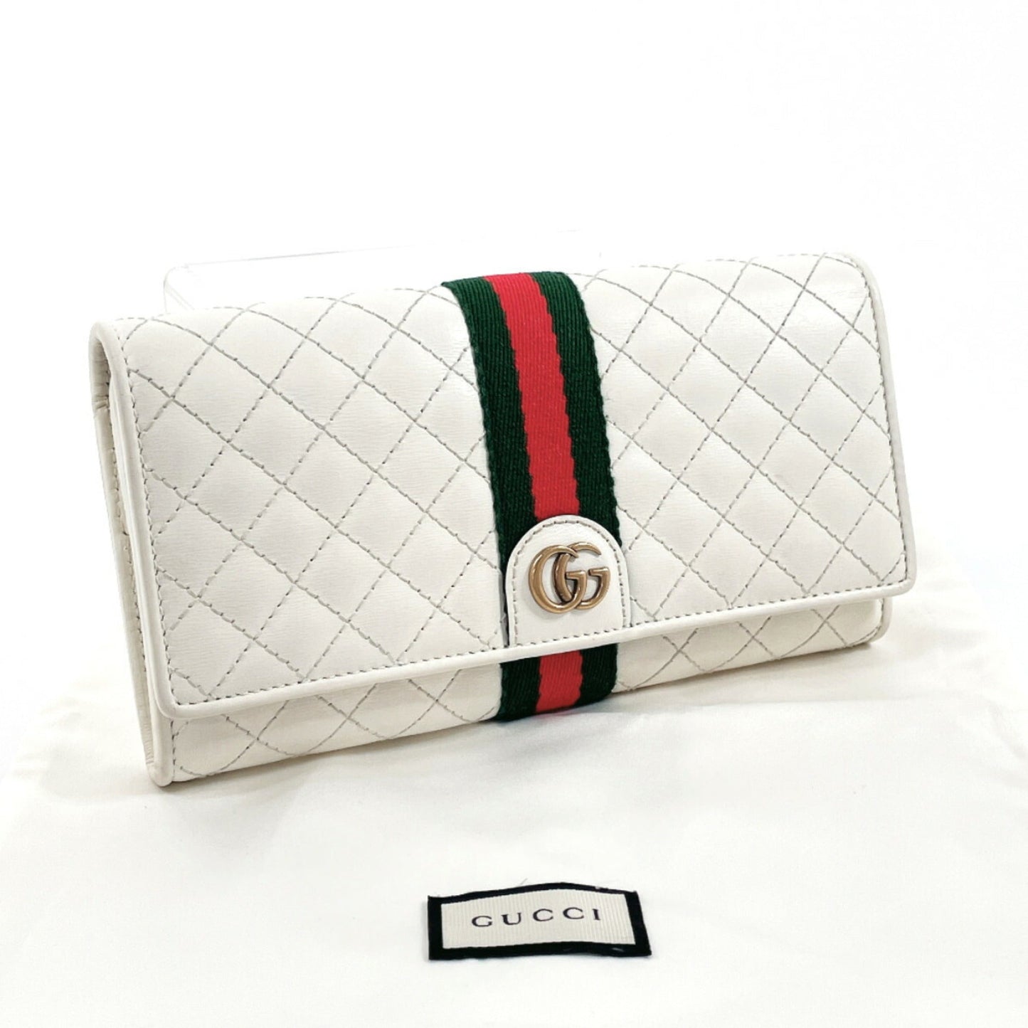 Gucci White Leather Long Wallet (Bi-Fold)