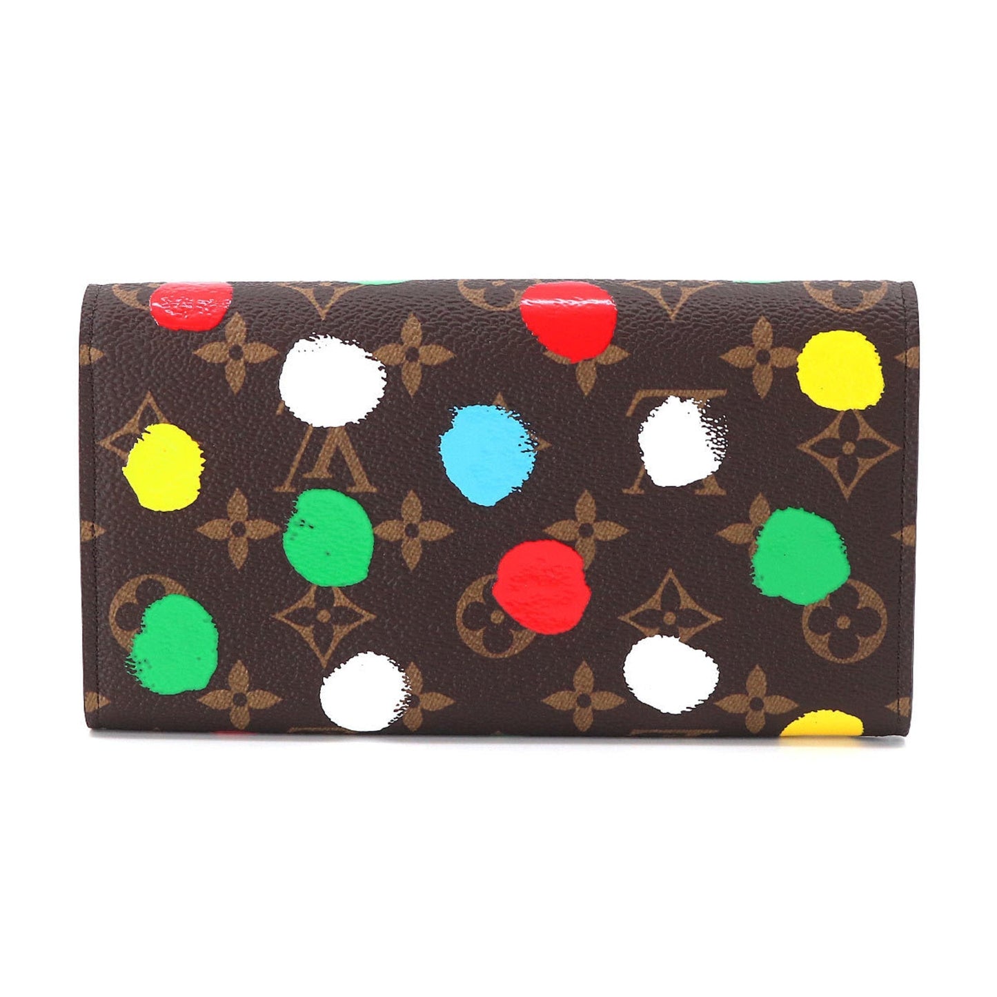 LOUIS VUITTON Monogram Painted Dot LVxYK Portefeuille Sarah NM Long Wallet Brown M81980 RFID