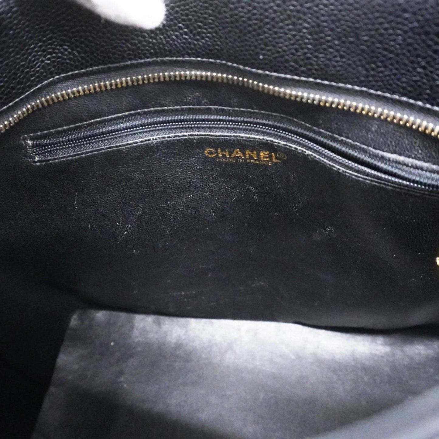 Chanel Tote Bag Reproduction Caviar Skin Black Women's