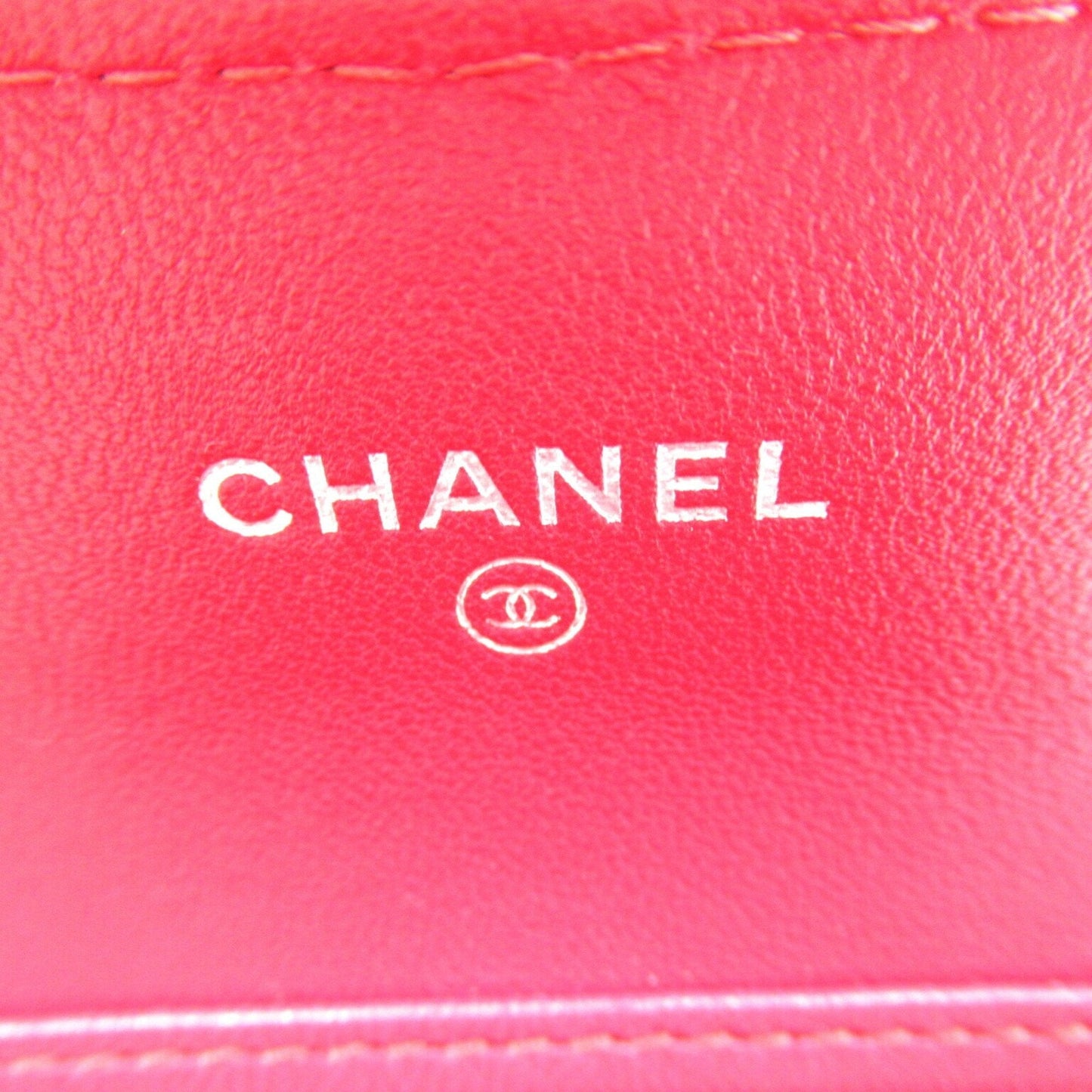 CHANEL Chain Wallet Shoulder Bag Lambskin (Sheepskin) Women's Red