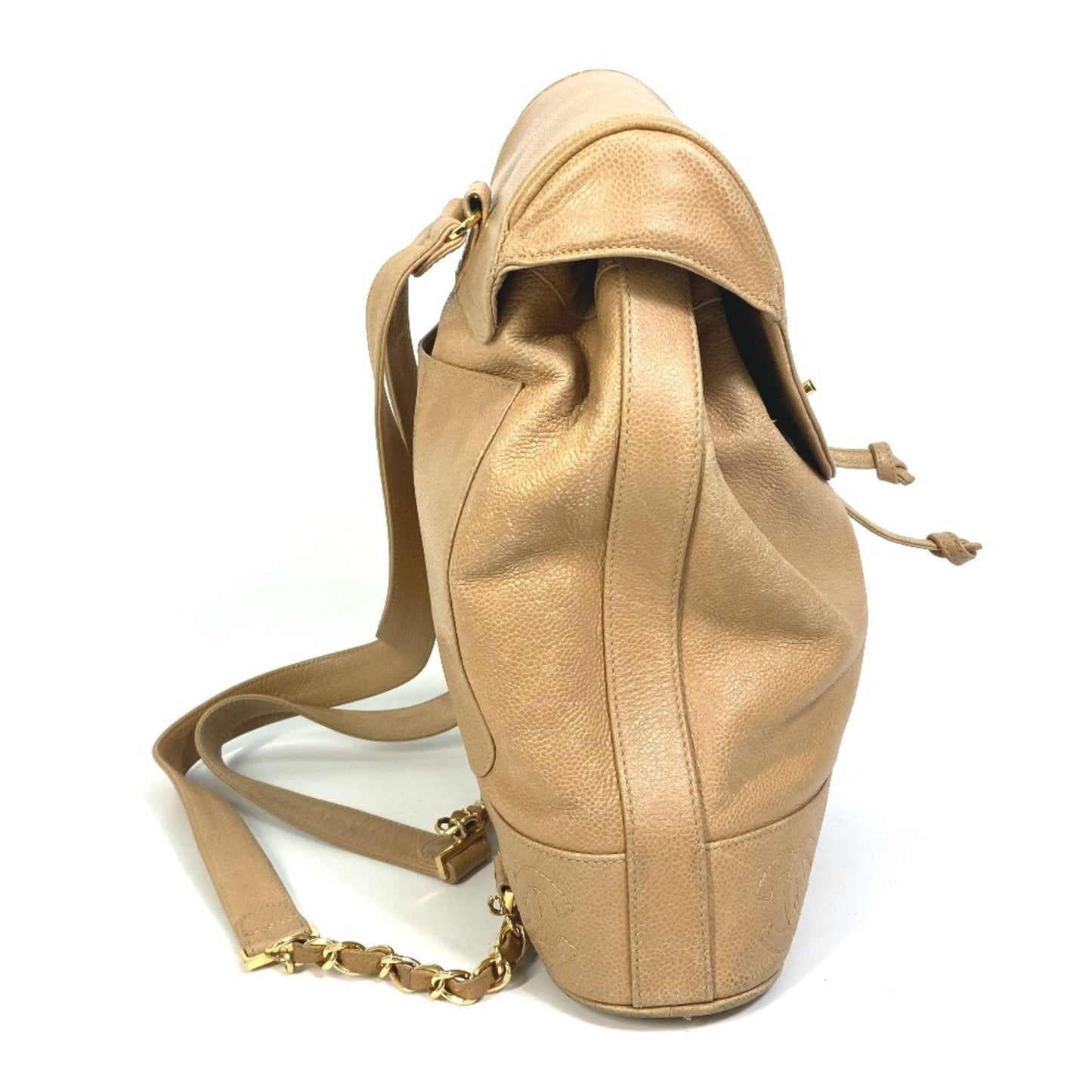 Chanel backpack bag with pouch bag turnlock vintage Backpack Beige