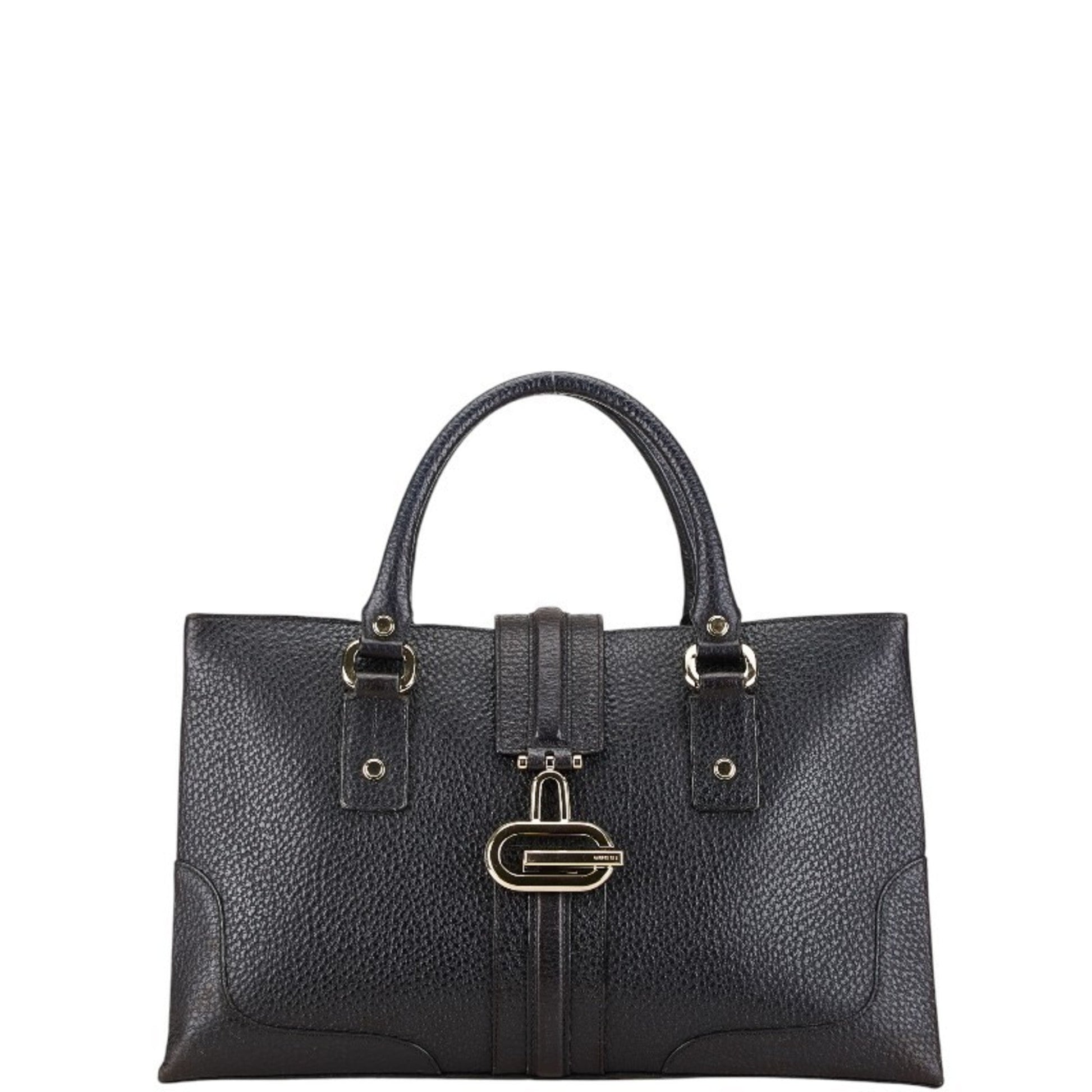 Gucci Dark Brown Leather Handbag Tote Bag ()