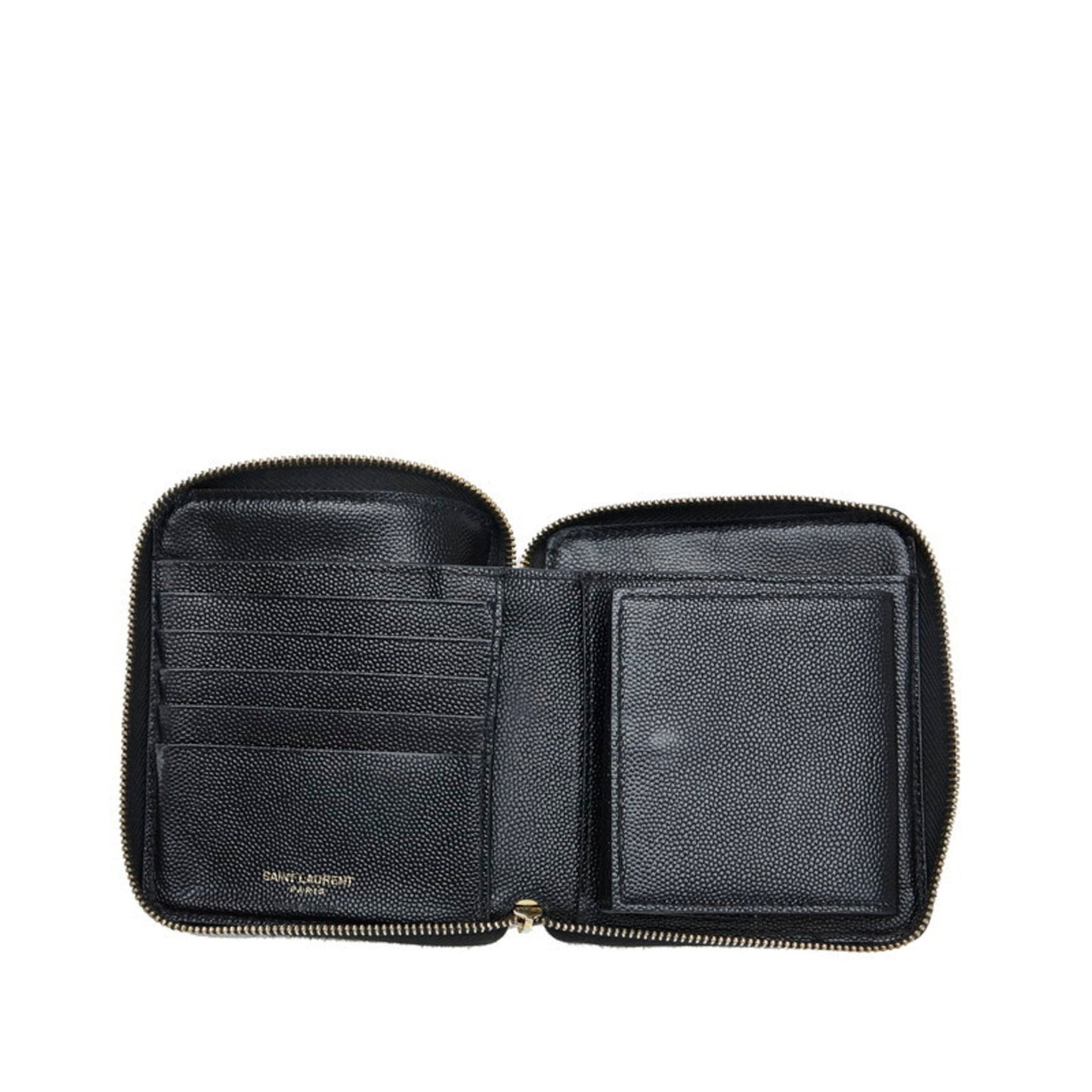 Saint Laurent YSL quilted bi-fold wallet black leather ladies