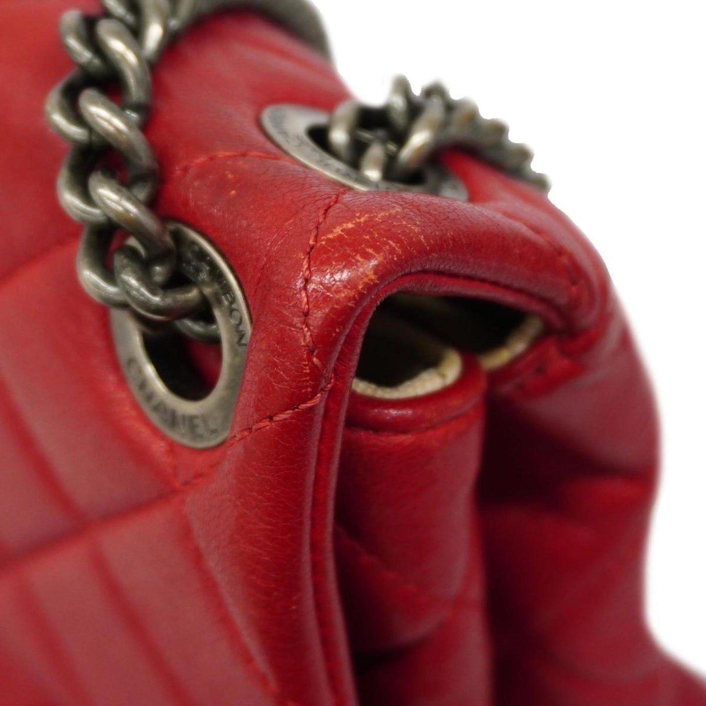 Chanel Shoulder Bag Matelasse W Chain Lambskin Red Women's