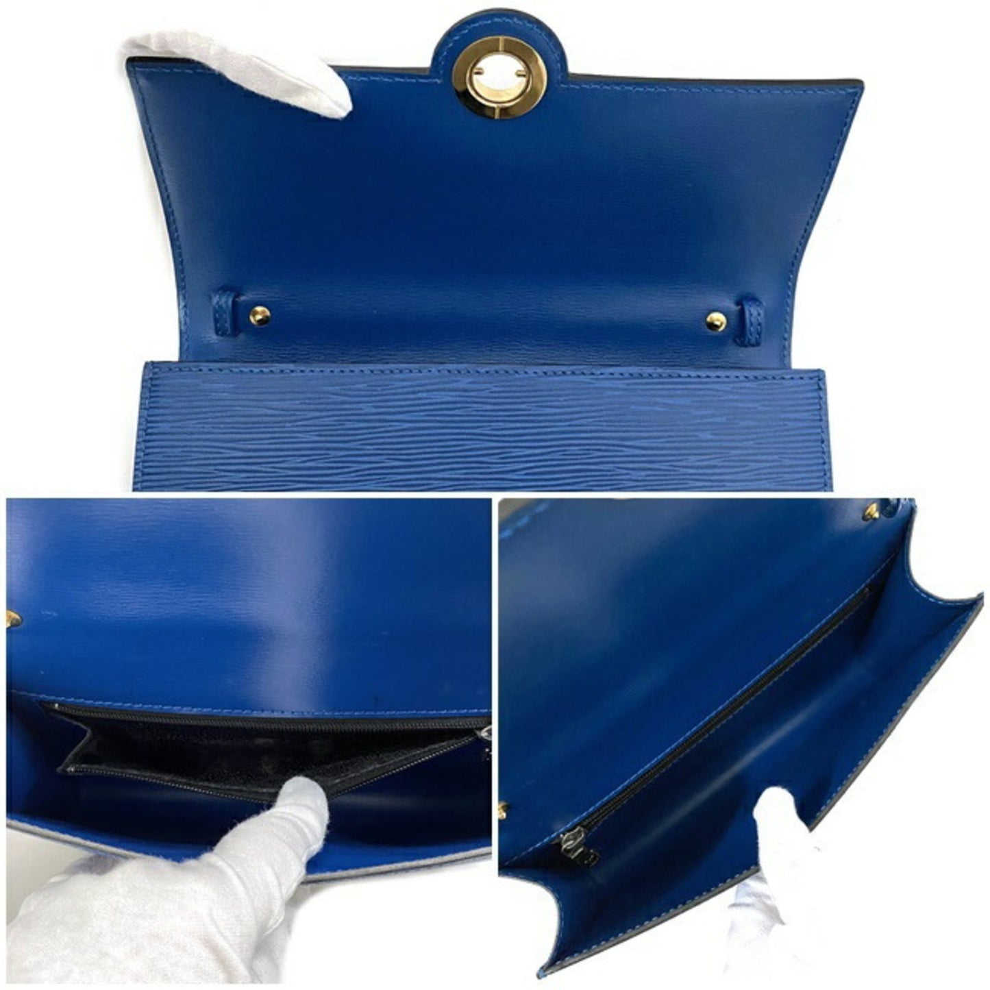 Louis Vuitton Shoulder Bag Arche Blue Toledo Epi M57575 Leather MI0965 LOUIS VUITTON Flap Turn Lock Clutch