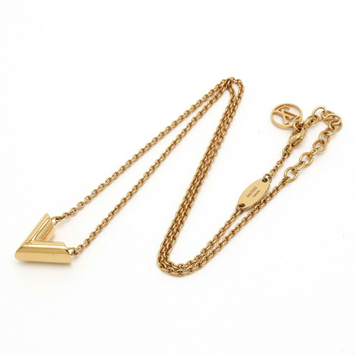LOUIS VUITTON Necklace Essential V Pendant GP Gold M61083