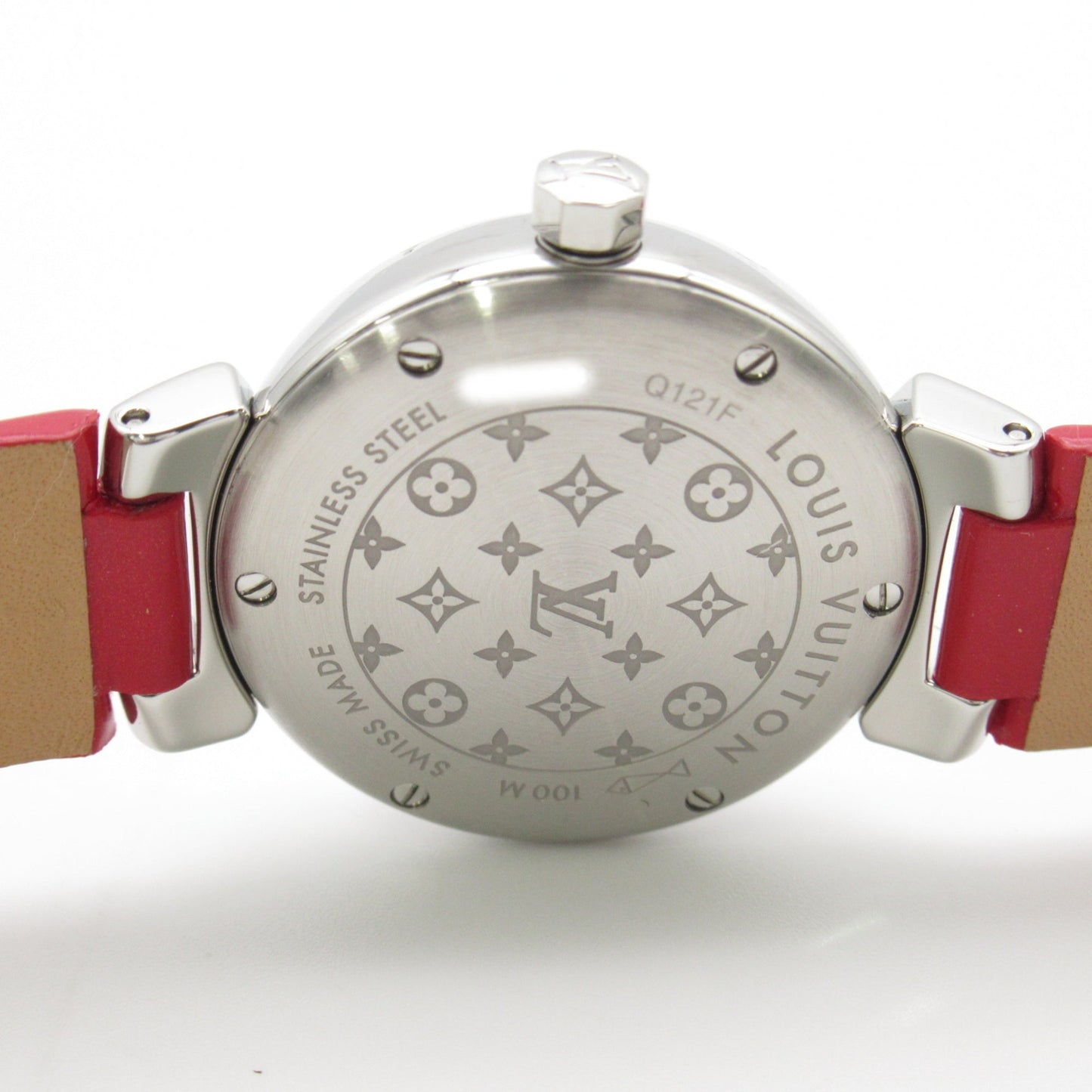 LOUIS VUITTON Tambour Forever Wrist Watch Watch Wrist Watch Q121F Quartz Gray Stainless Steel Leather belt diamond Q121F