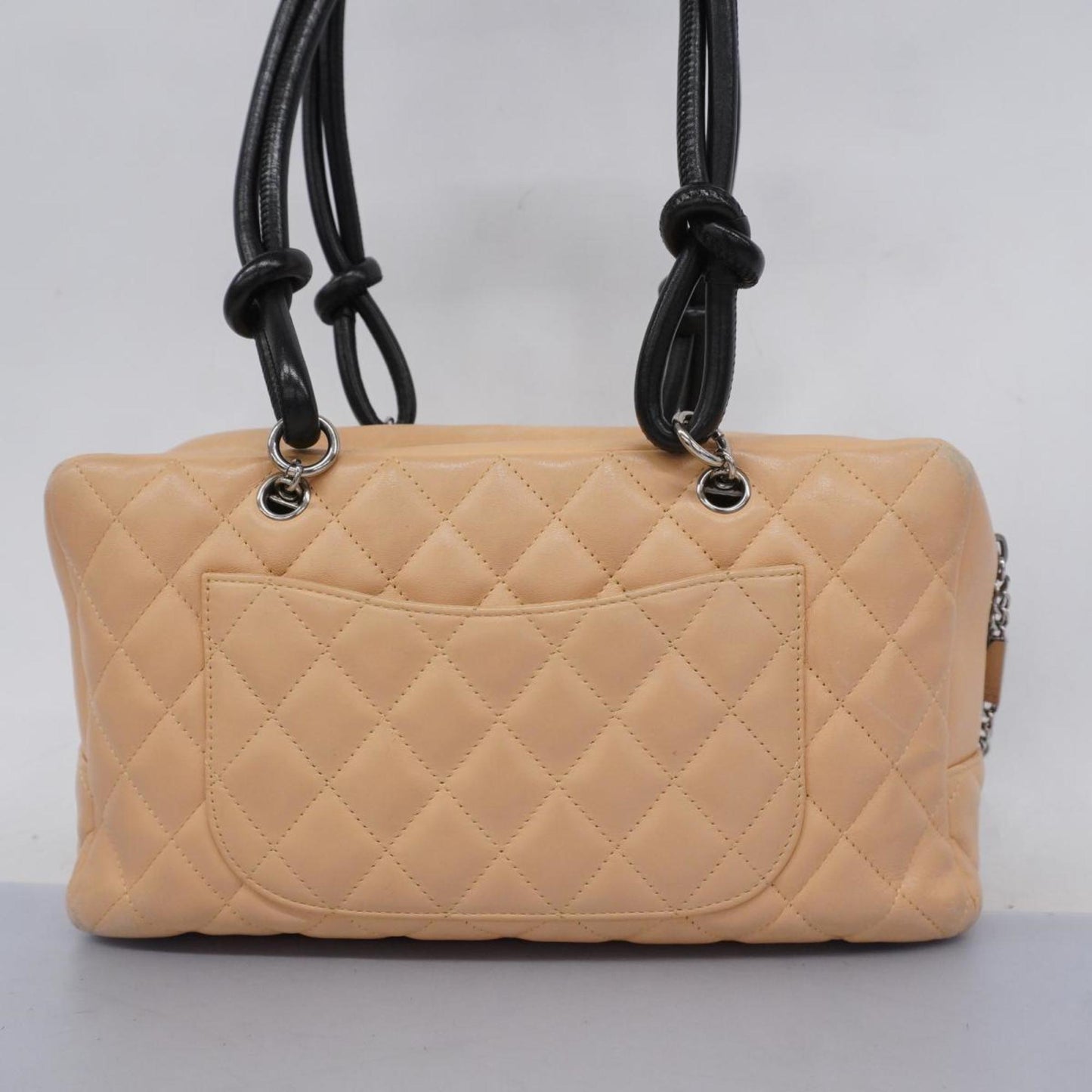 Chanel Shoulder Bag Cambon Lambskin Black Beige Women's