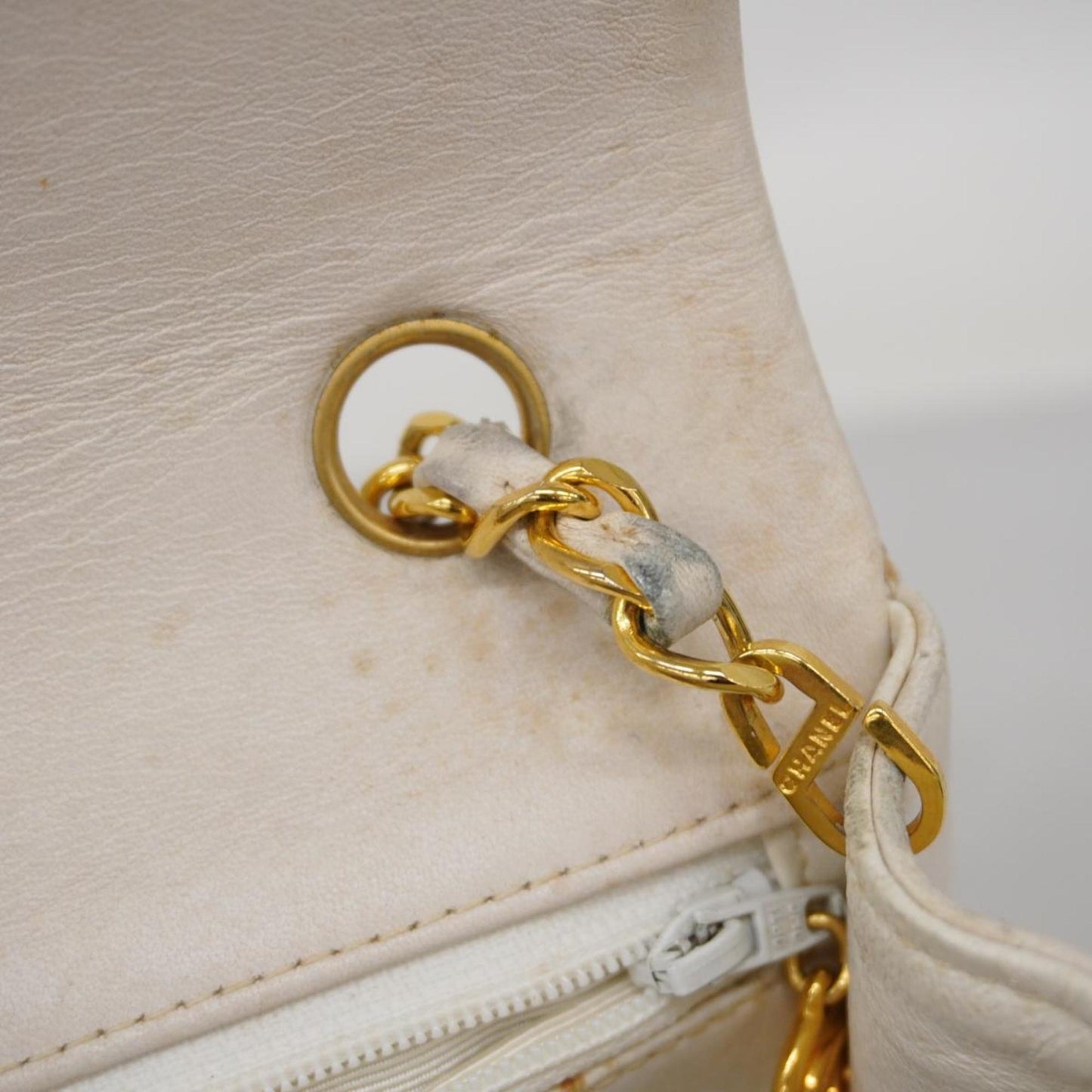 Chanel Shoulder Bag, Matelasse, Chain Shoulder, Lambskin, White, Women's
