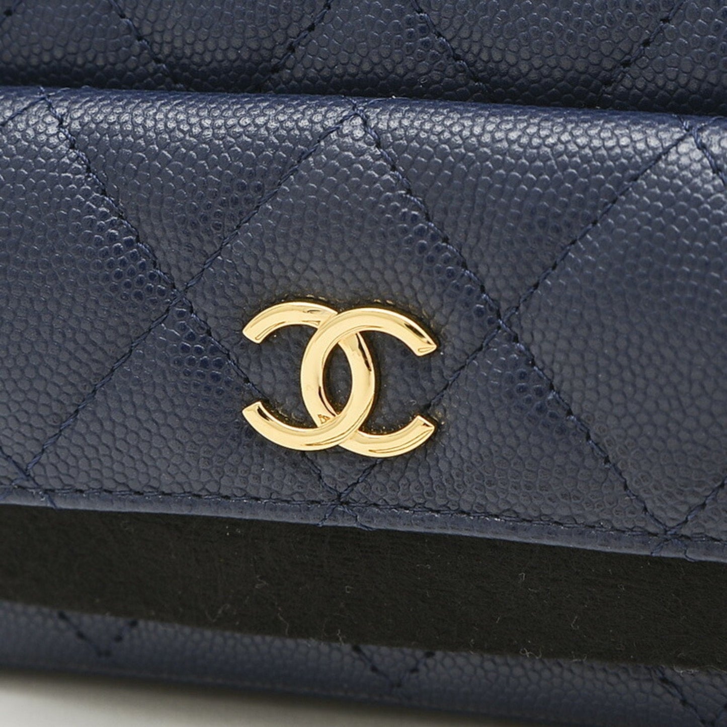 Chanel Matelasse Vanity Shoulder Bag Caviar Skin Navy AP3017
