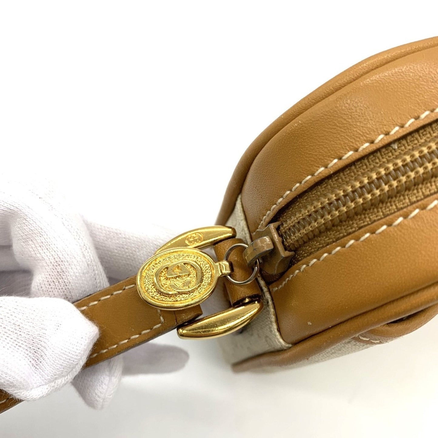 Gucci Beige Pvc Leather Shoulder Bag