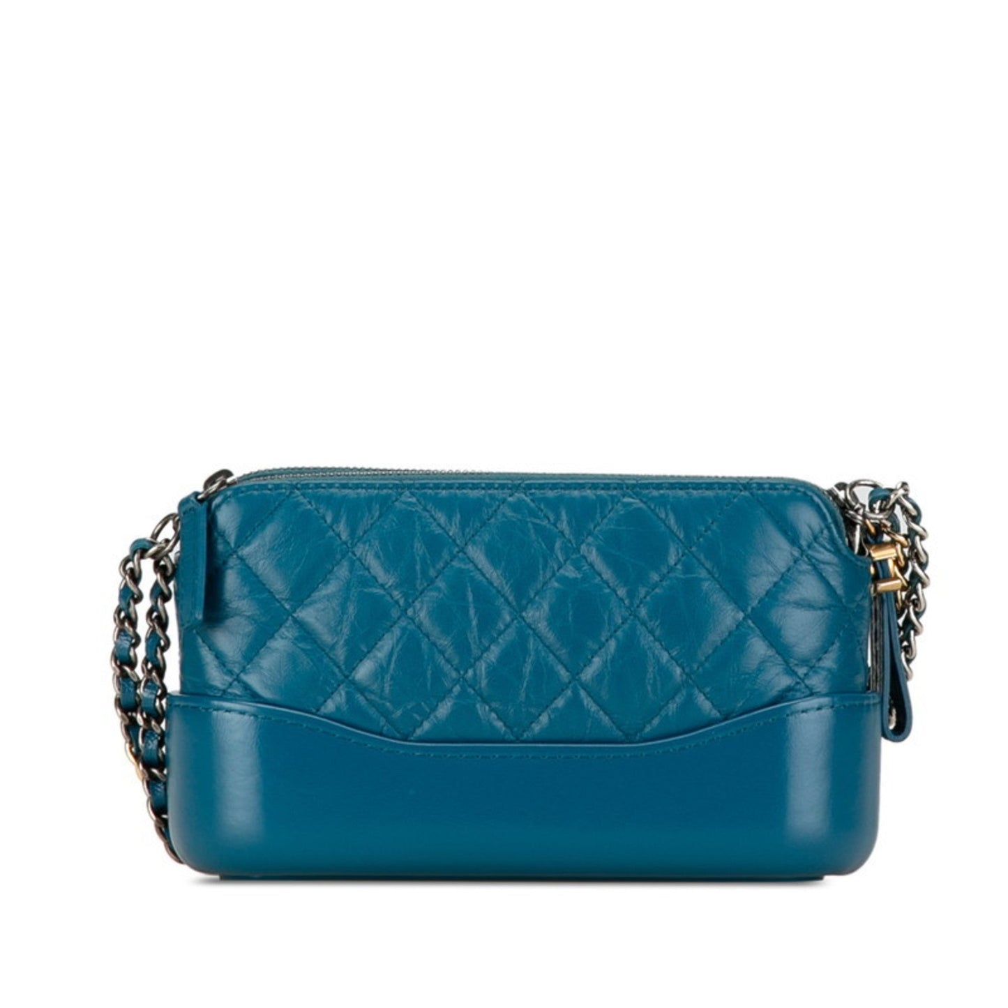 CHANEL Gabrielle de Chanel Small Chain Shoulder Bag Blue Leather Women's