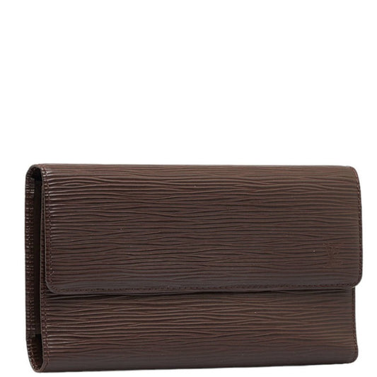 LOUIS VUITTON Epi Portefeuil International Long Wallet M63590 Mocha Brown Leather Ladies