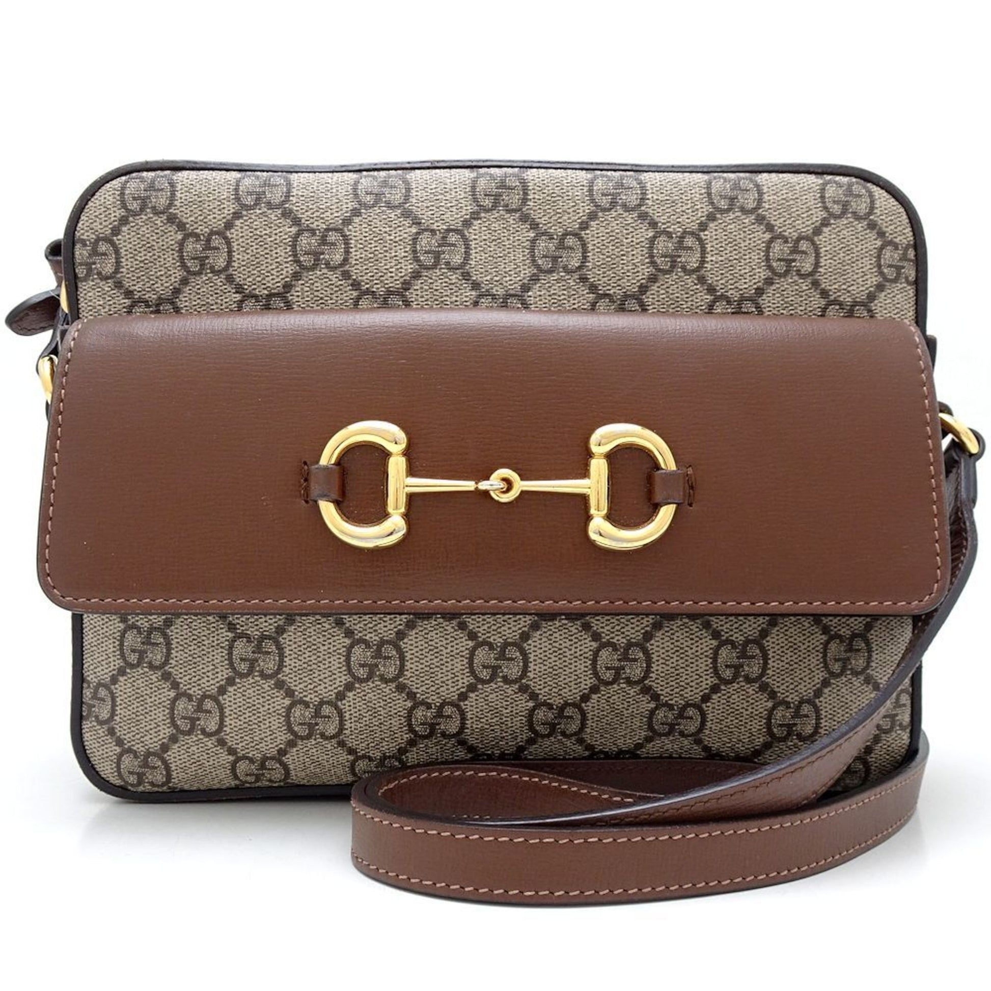 Gucci Beige Brown Gg Supreme Leather Shoulder Bag ()