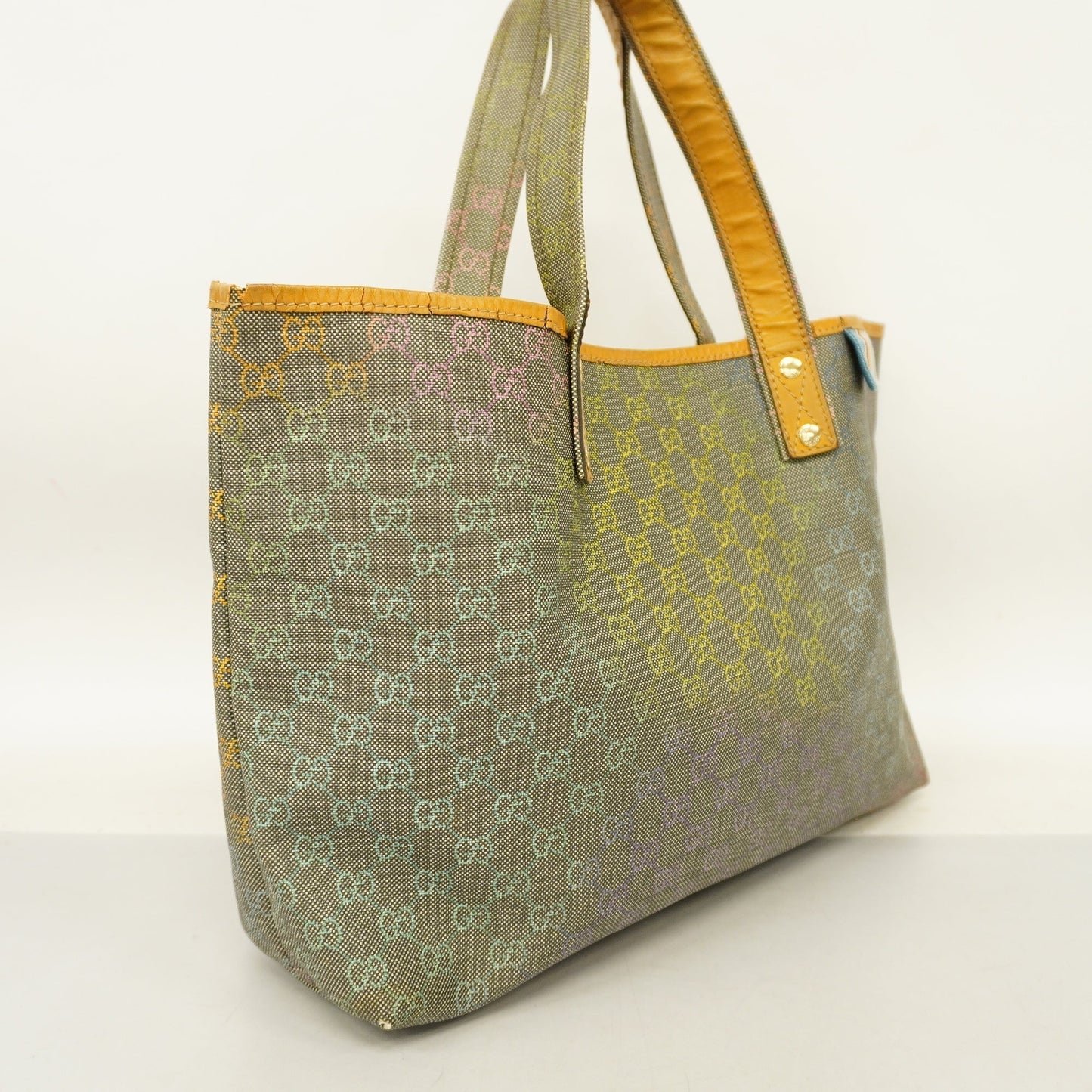 GUCCI  211134 Women's GG Supreme,Leather Tote Bag Beige,Black,Multi-color