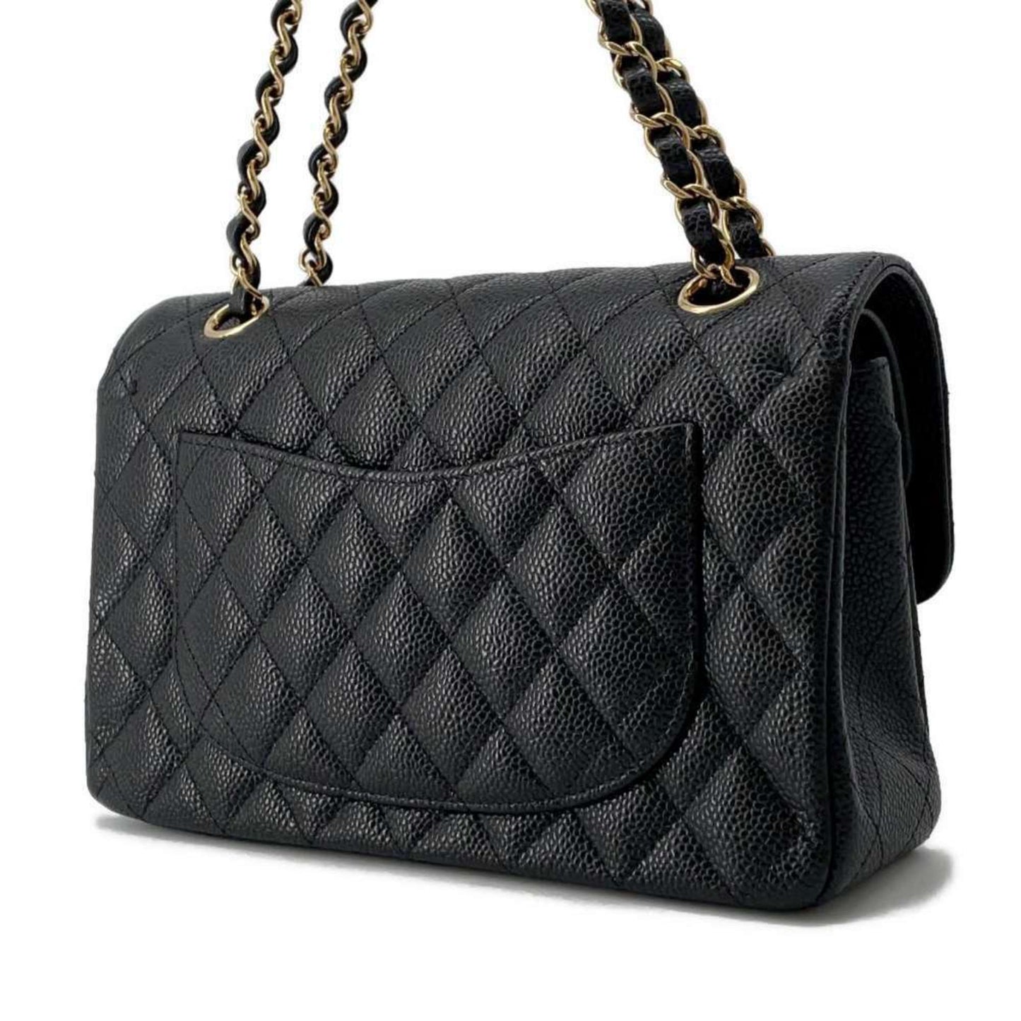 Chanel Chain Shoulder Bag Matelasse 23 Coco Mark Double Caviar Skin A01113 CHANEL Black