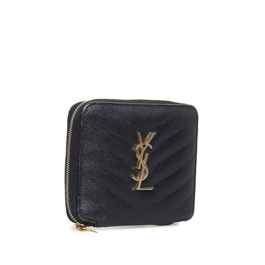 Saint Laurent YSL quilted bi-fold wallet black leather ladies