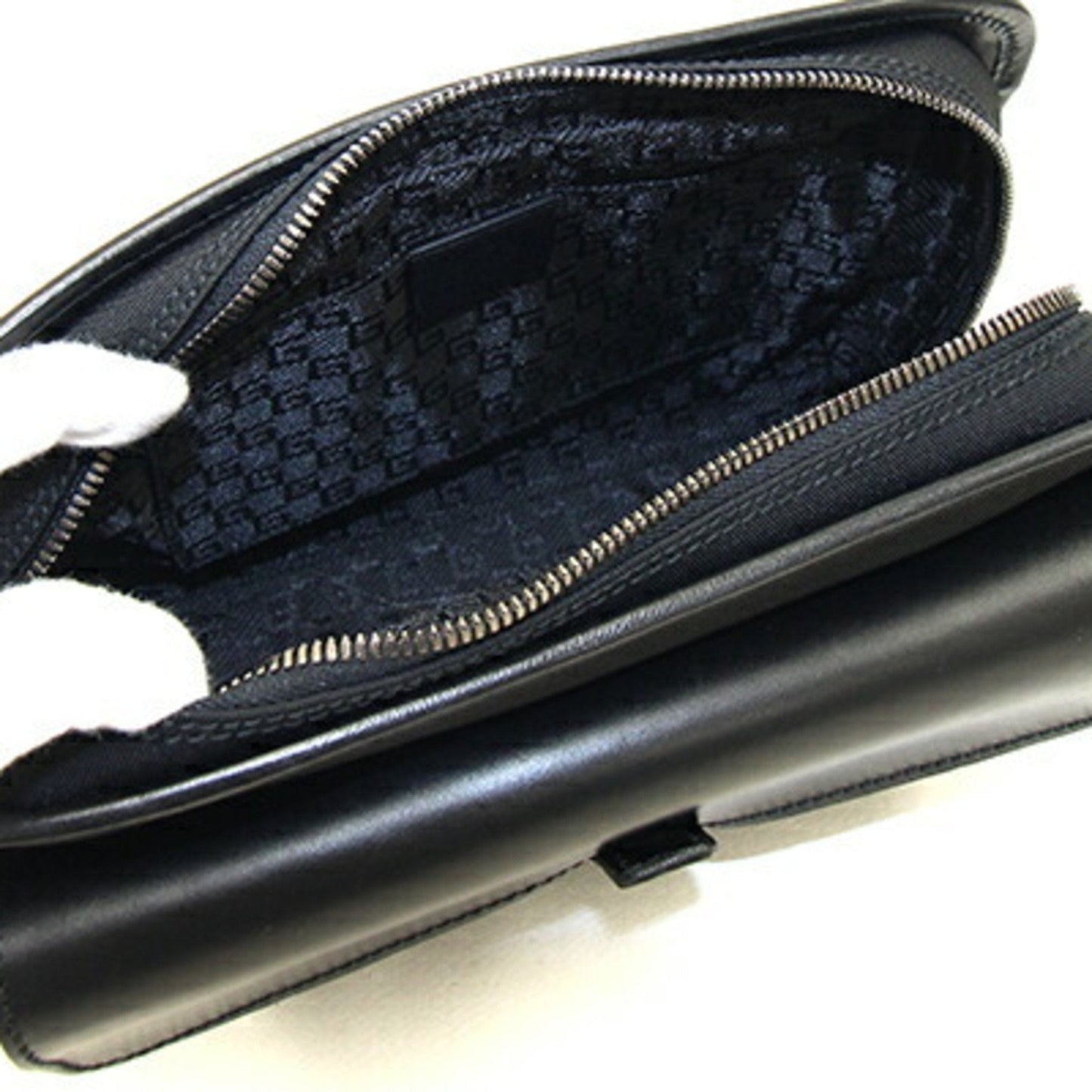 Gucci Black Nylon Canvas Leather Clutch Bag