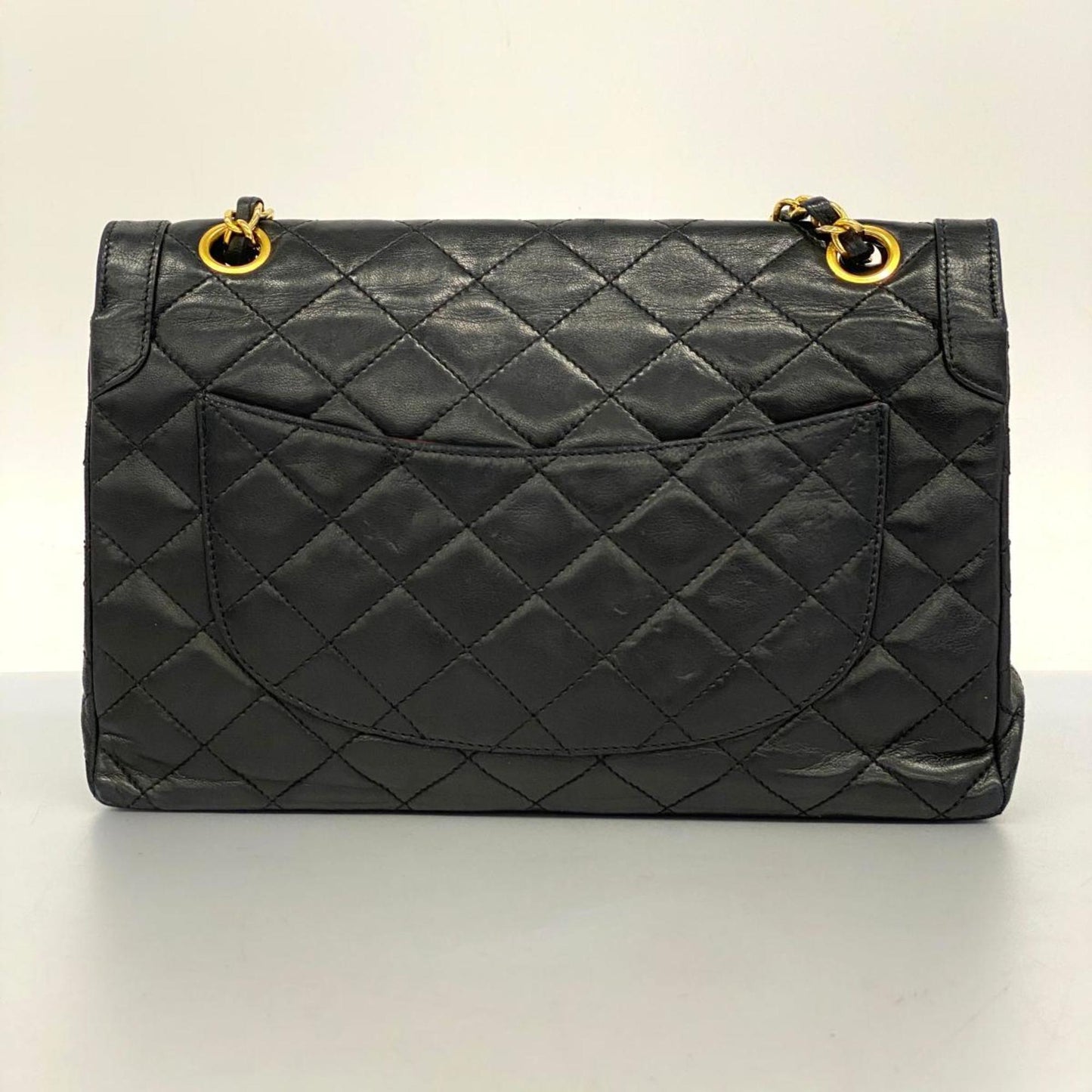 Chanel Shoulder Bag Matelasse Paris Limited W Flap Chain Lambskin Black Women's