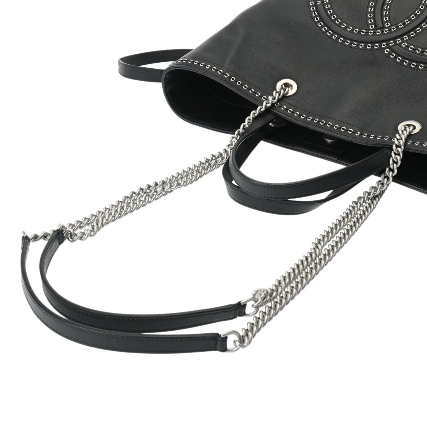 CHANEL Cava Large Size Black Women's Leather Tote Bag