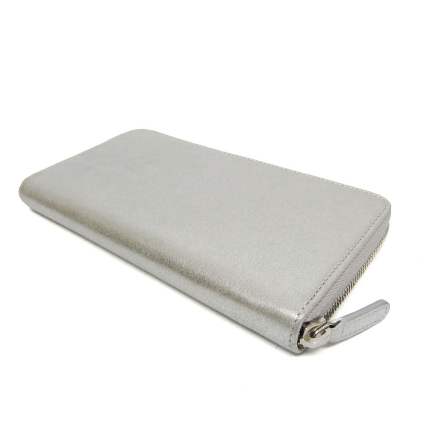 Chanel Airlines Women's  Lambskin Long Wallet (bi-fold) Silver