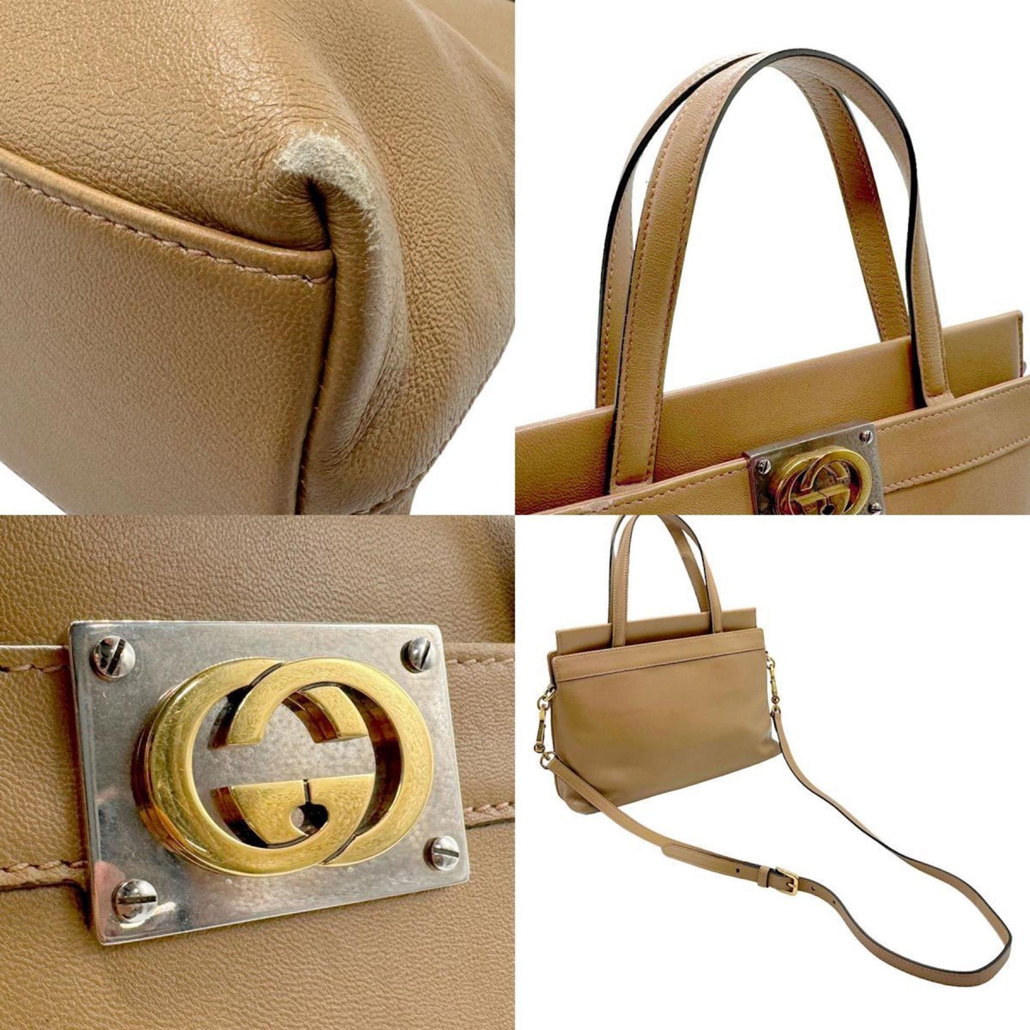 Gucci Beige Leather Handbag Shoulder Bag