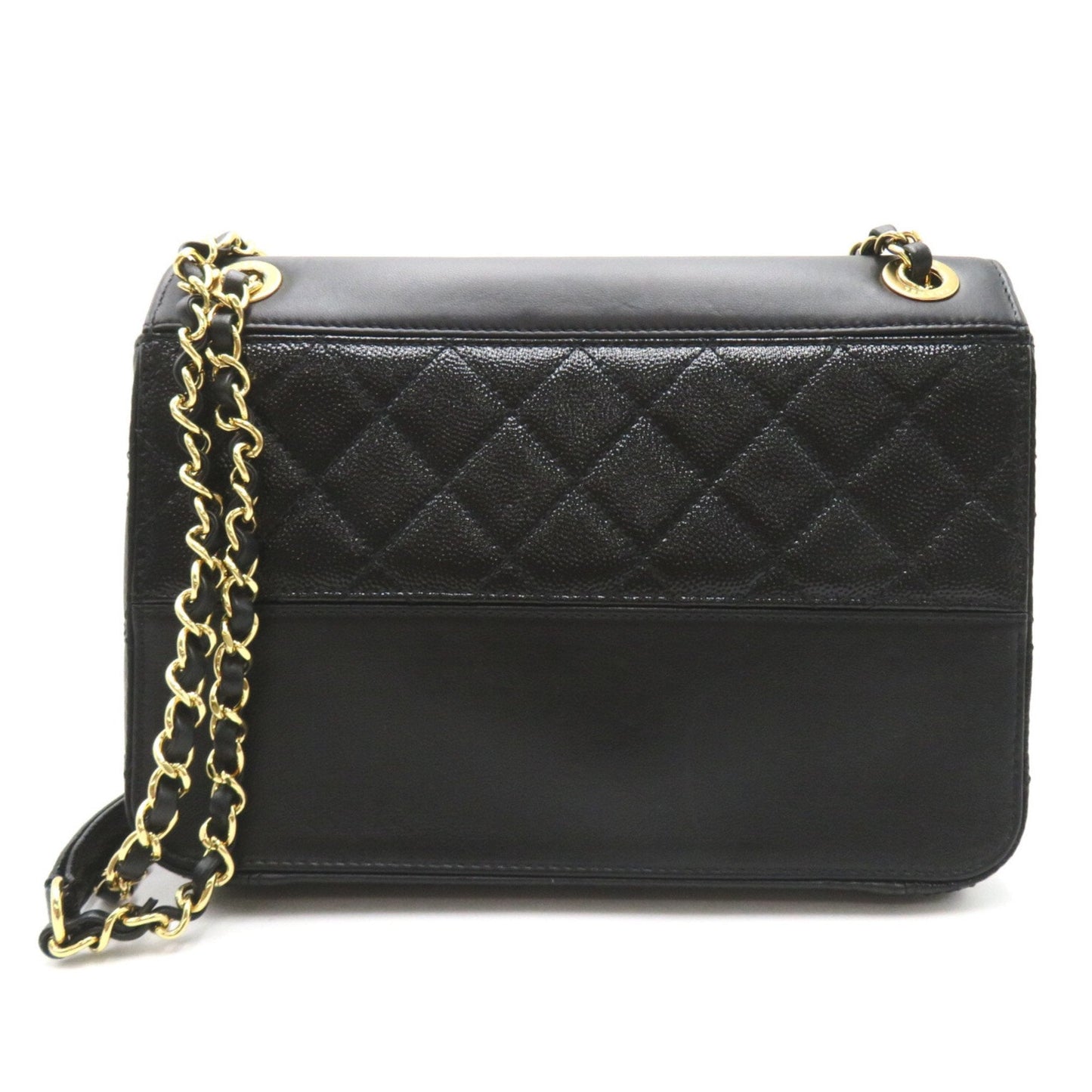 CHANEL Chain Shoulder Bag, Calfskin (Cowhide) Lambskin (Sheepskin) Women's Black AS0949