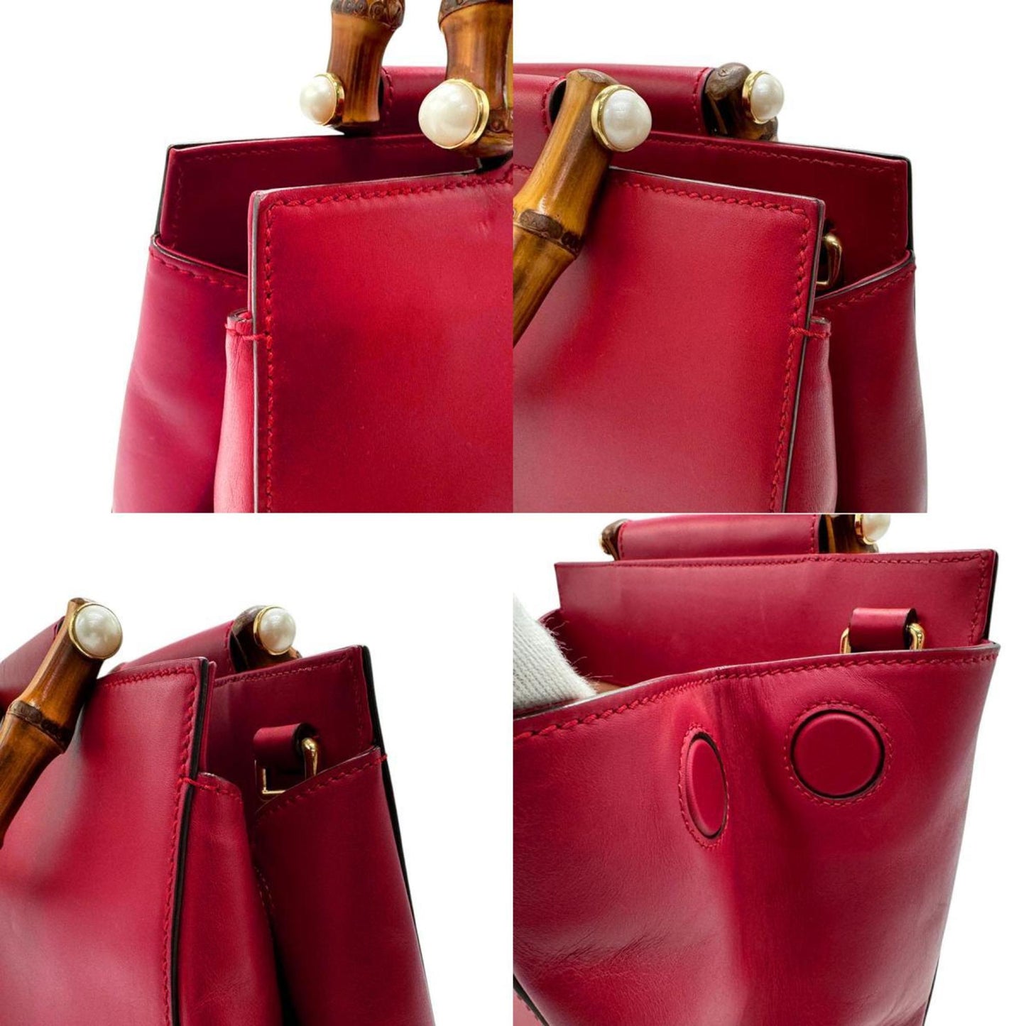 Gucci Red Color Leather Handbag Shoulder Bag