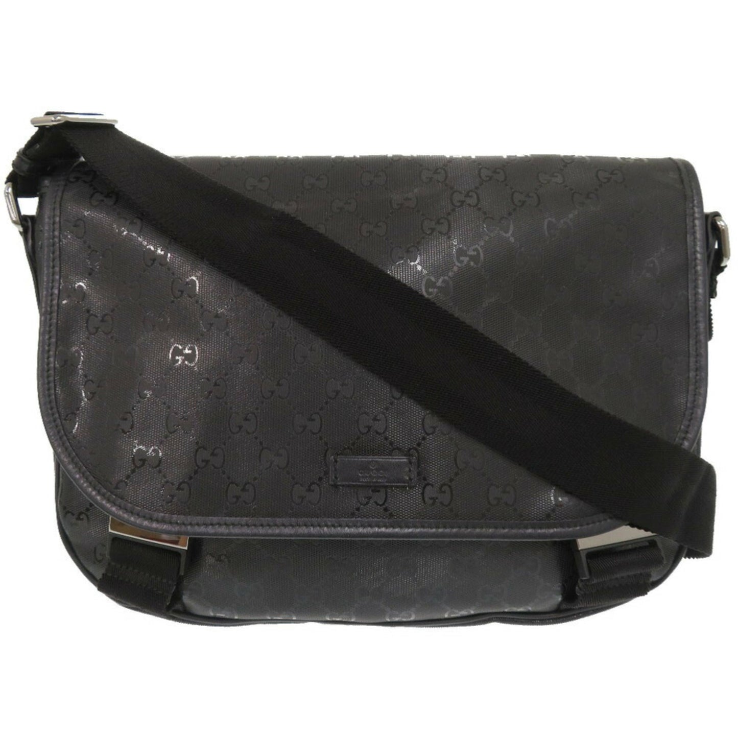 Gucci Black Coated Canvas Pvc Messenger Bag Shoulder Bag