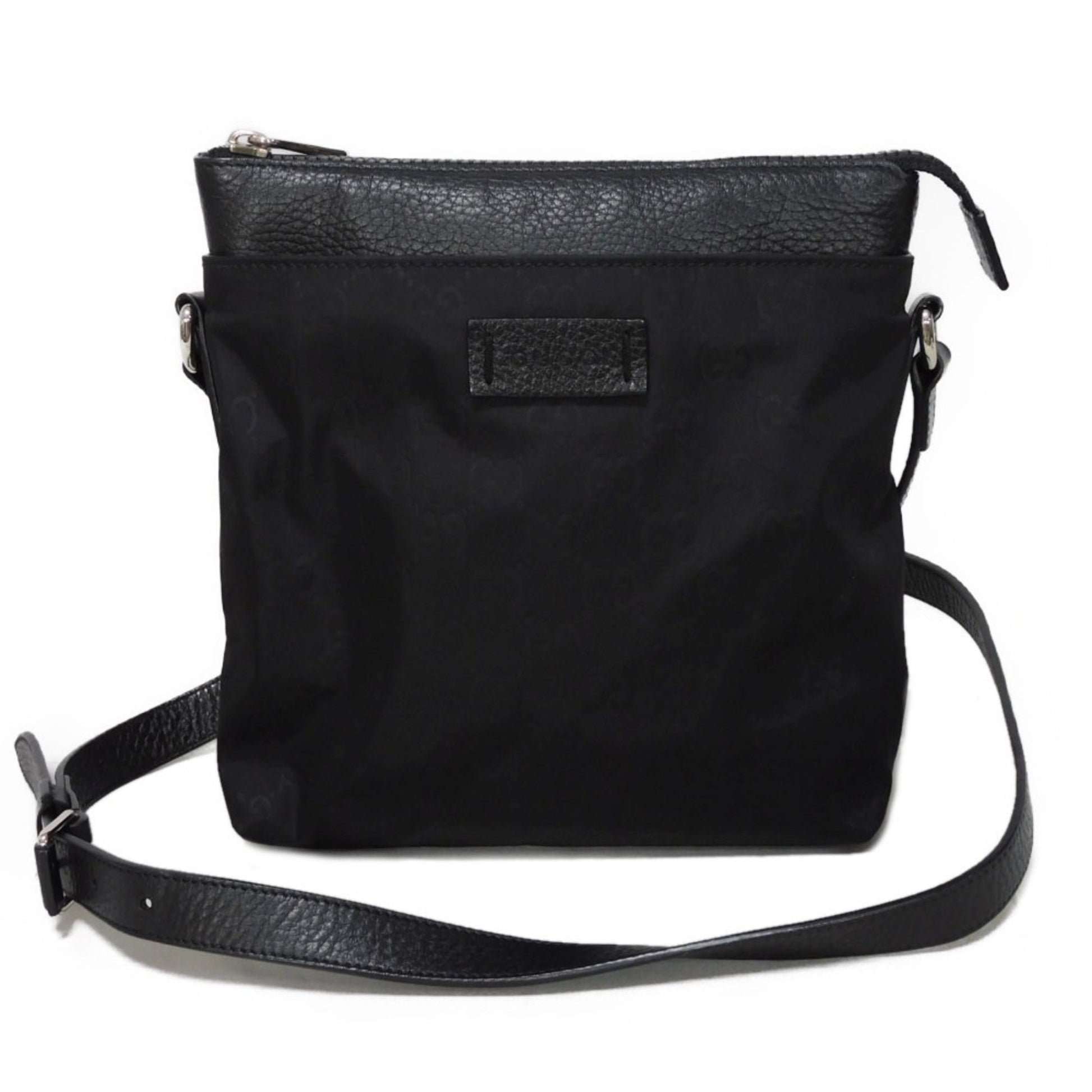 Gucci Black Nylon Canvas Leather Messenger Bag Shoulder Bag ()