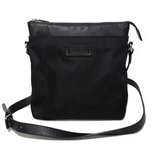 Gucci Black Nylon Canvas Leather Messenger Bag Shoulder Bag ()