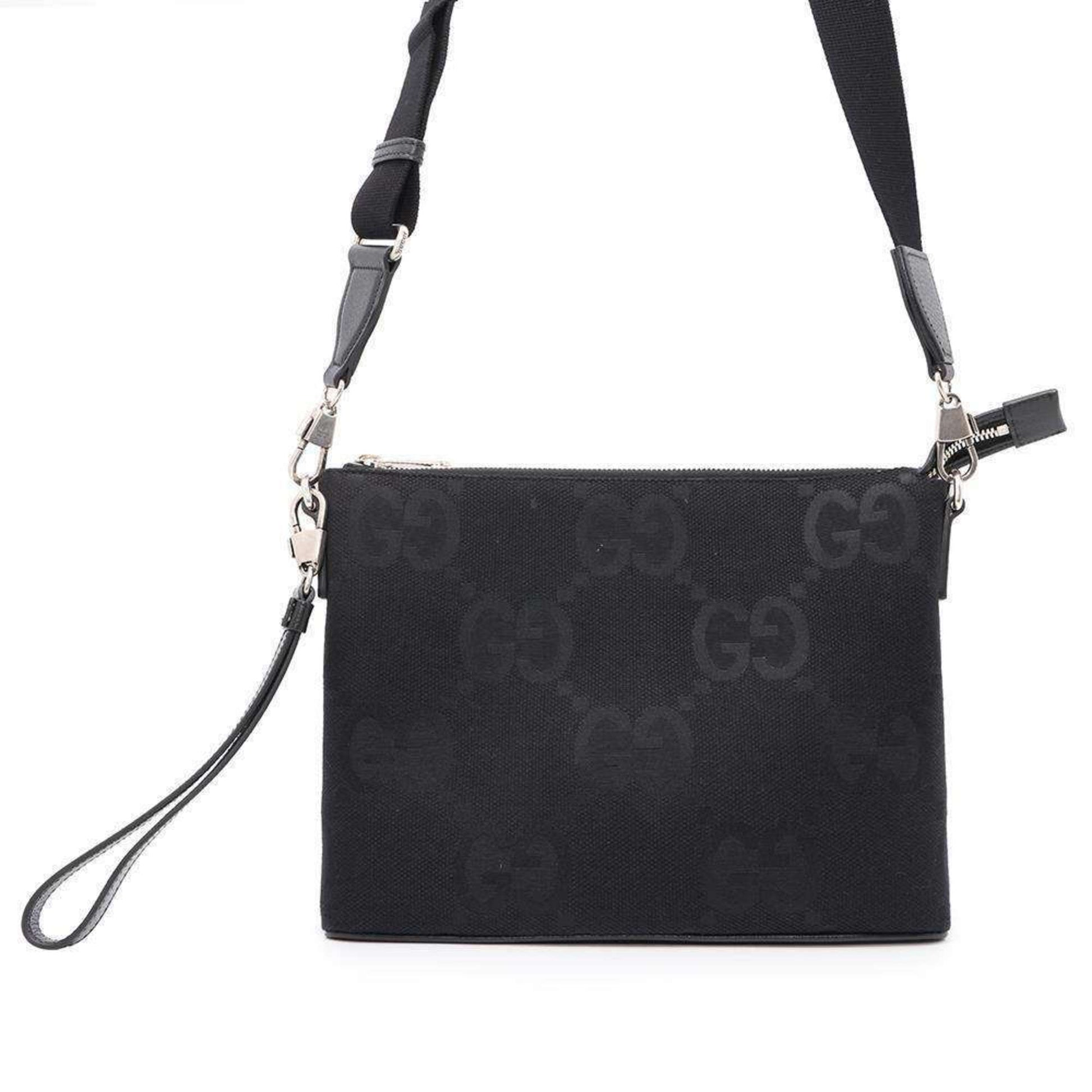 Gucci Black Canvas Leather Clutch Bag Messenger Bag Shoulder Bag ()