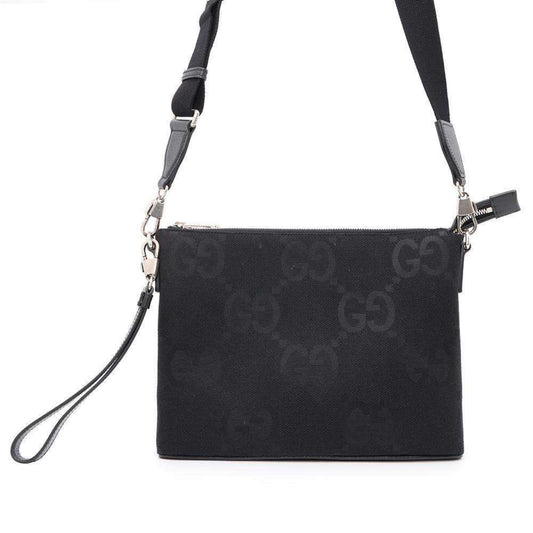 Gucci Black Canvas Leather Clutch Bag Messenger Bag Shoulder Bag ()