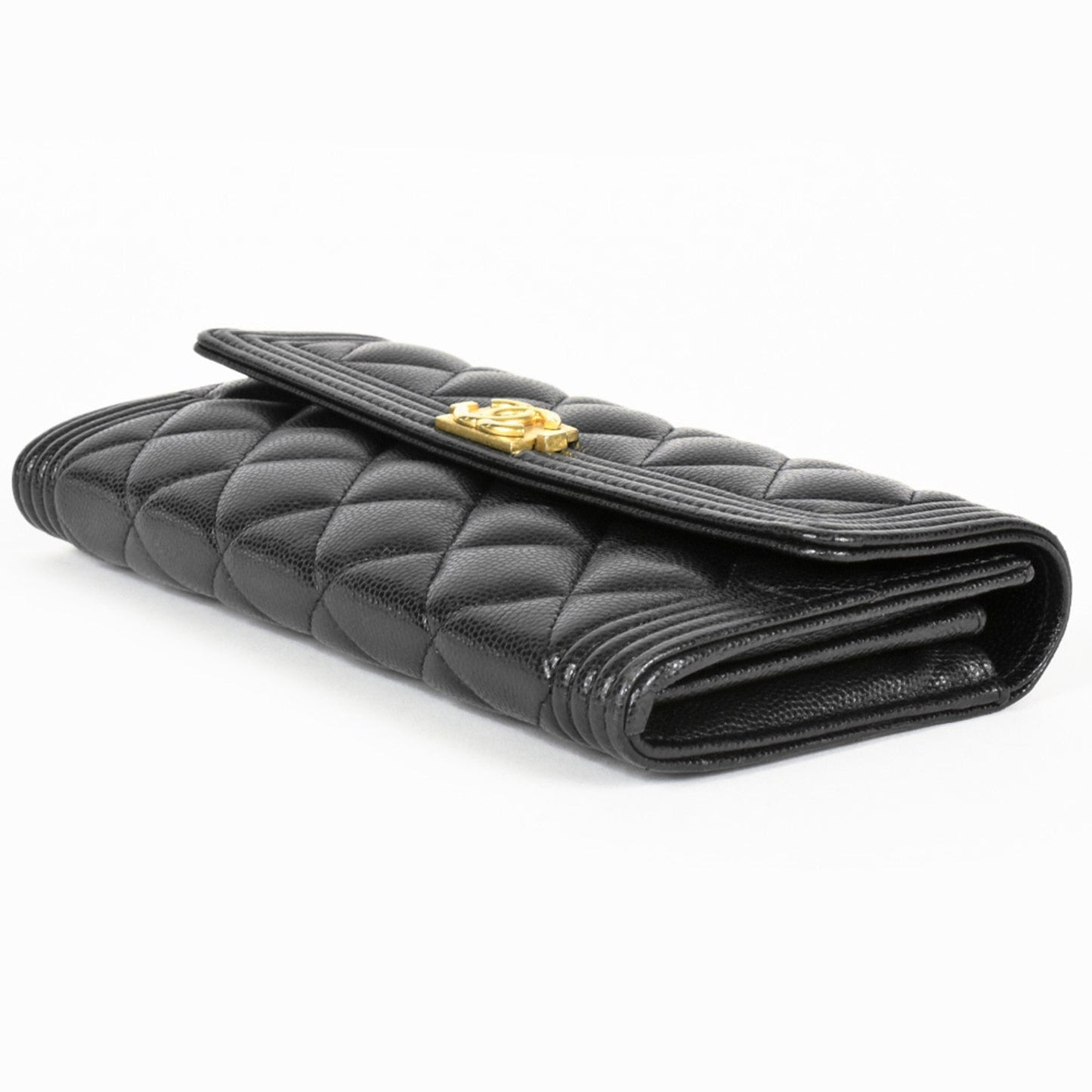 CHANEL Boy Chanel Long Wallet Caviar Skin Black