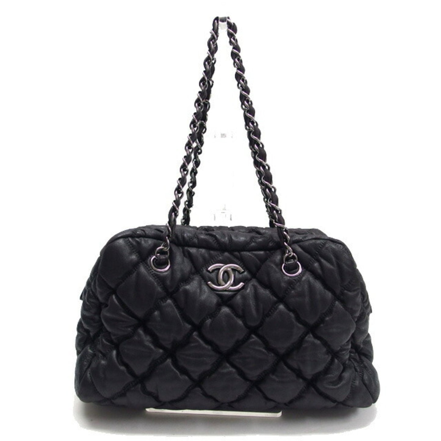 Chanel Matelasse Bubble Quilt Chain Shoulder Bag Coco Mark Black