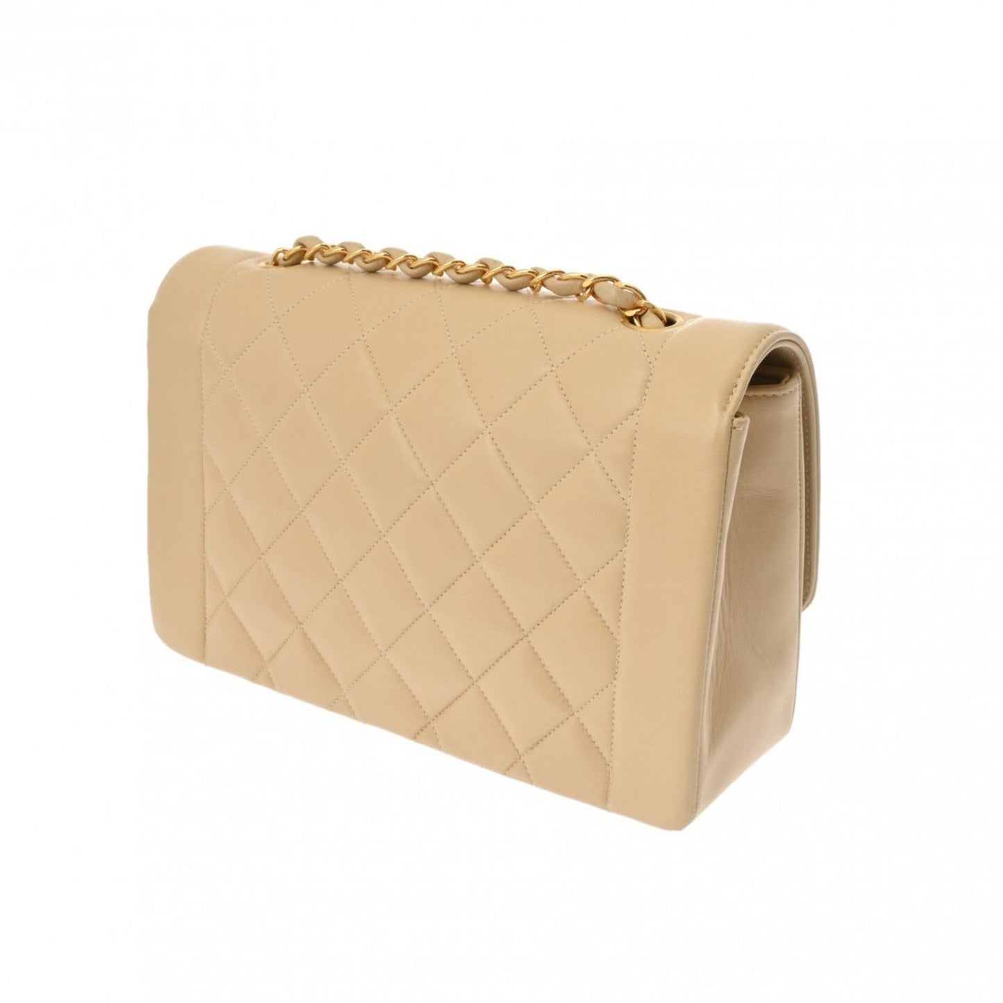 CHANEL Diana Chain Shoulder Bag 25cm Beige Women's Lambskin
