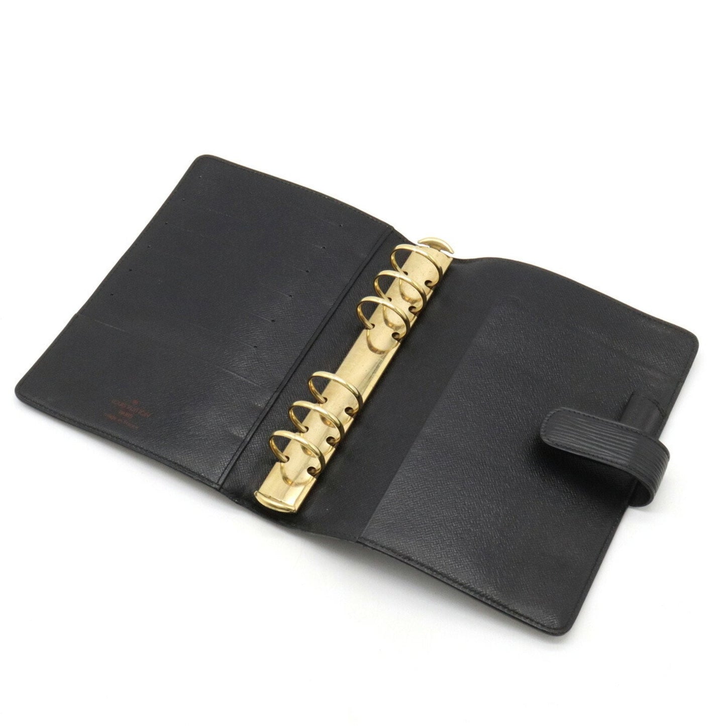 LOUIS VUITTON Epi Agenda MM Notebook Cover 6 Holes Leather Noir Black R20042