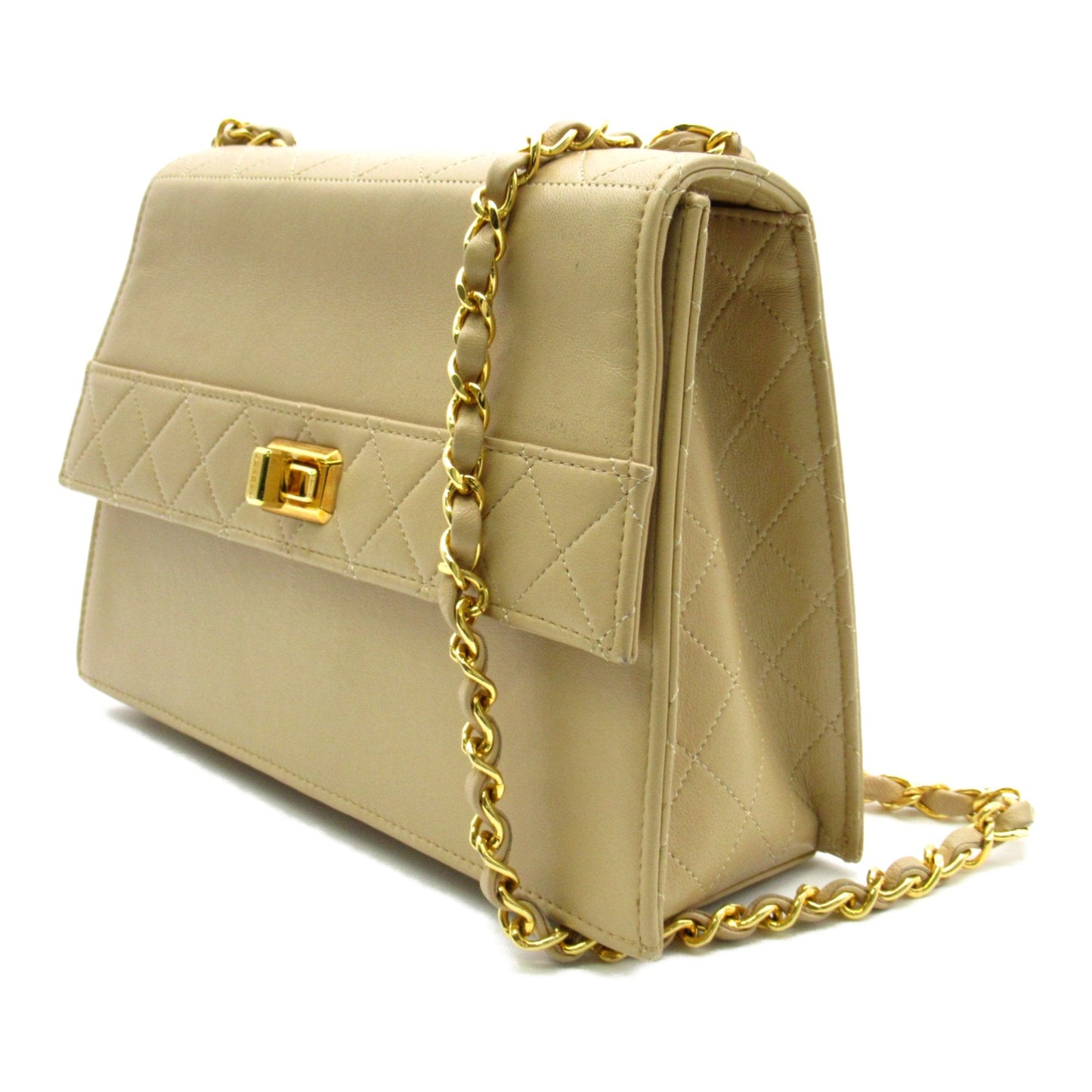 CHANEL ChainShoulder Bag Beige leather