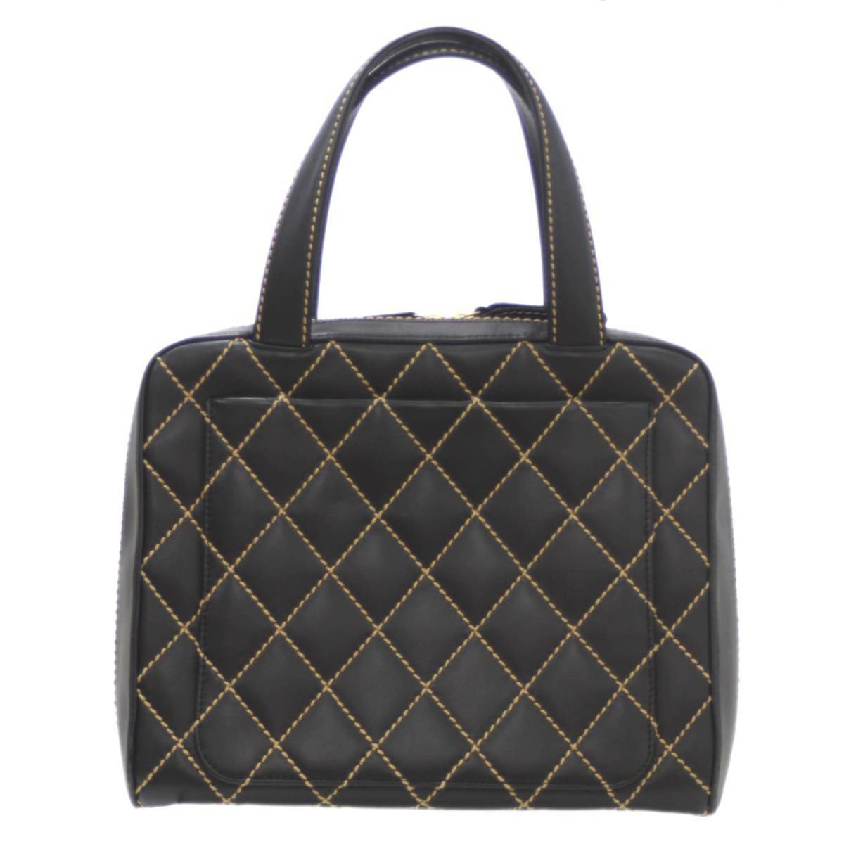 Chanel Wild Stitch Coco Mark HandBag Leather Black 7687325