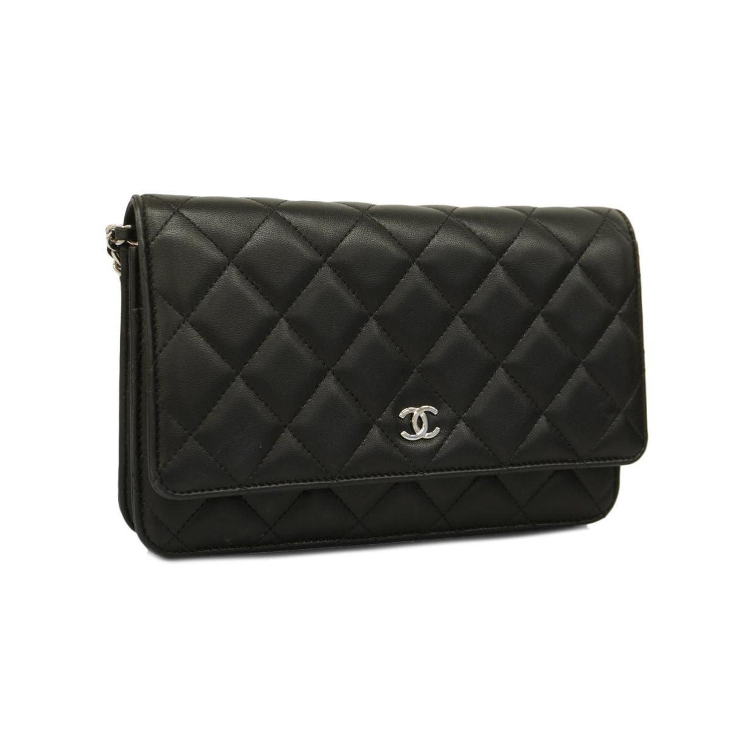 Chanel Shoulder Wallet Matelasse Chain Lambskin Black Women's