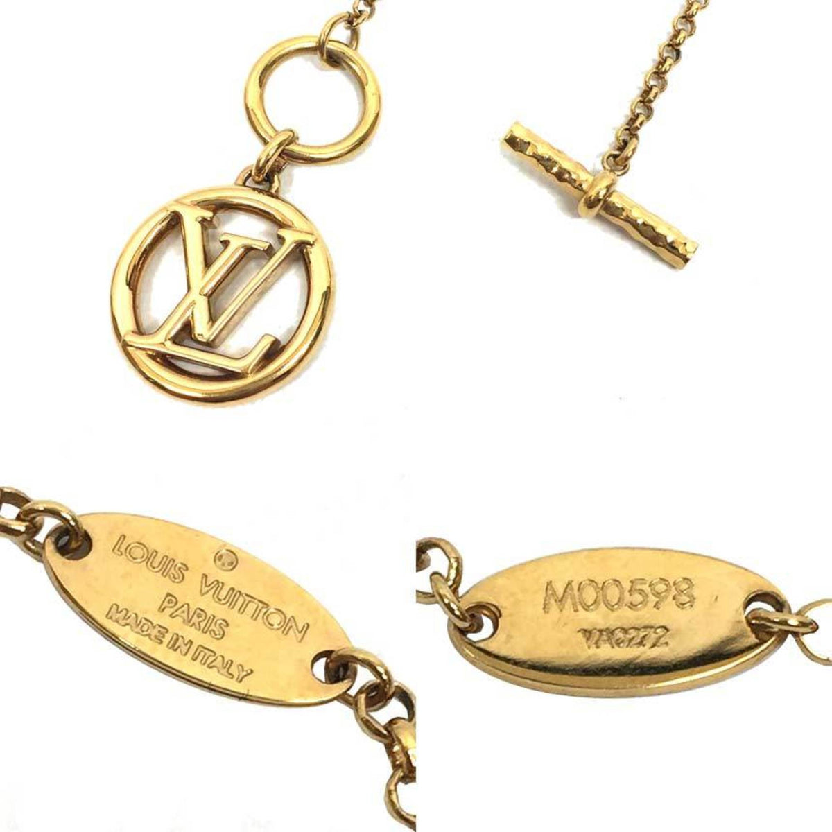 LOUIS VUITTON Necklace Corie Baby Louise LV Circle Charm Gold Color M00598 Women's