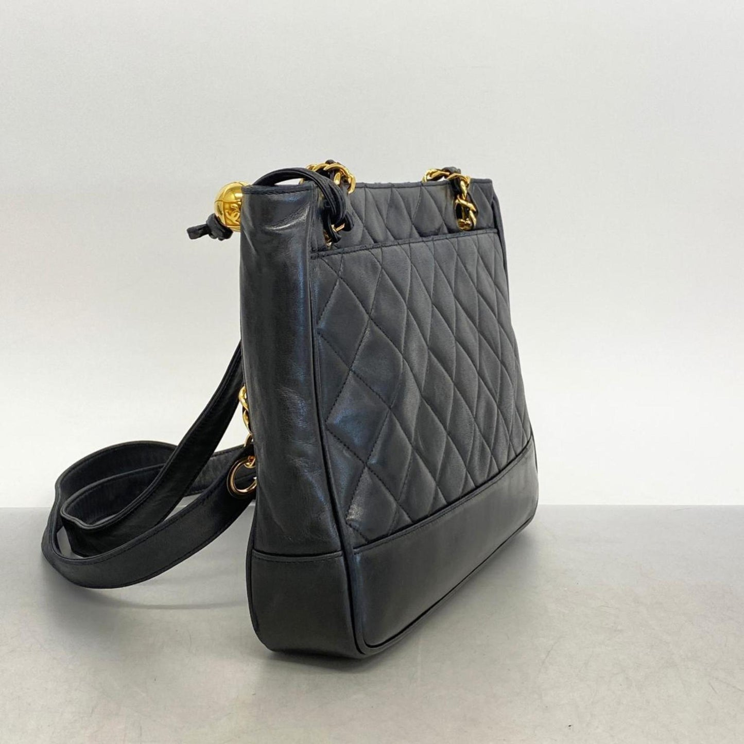 Chanel Shoulder Bag Matelasse Chain Lambskin Black Women's