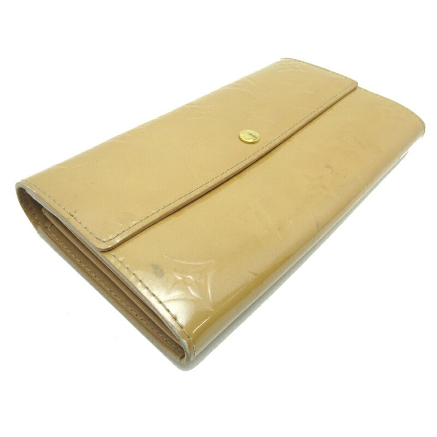 LOUIS VUITTON Portomone Credit Ladies Long Wallet M91380 Vernis Noisette [Beige]