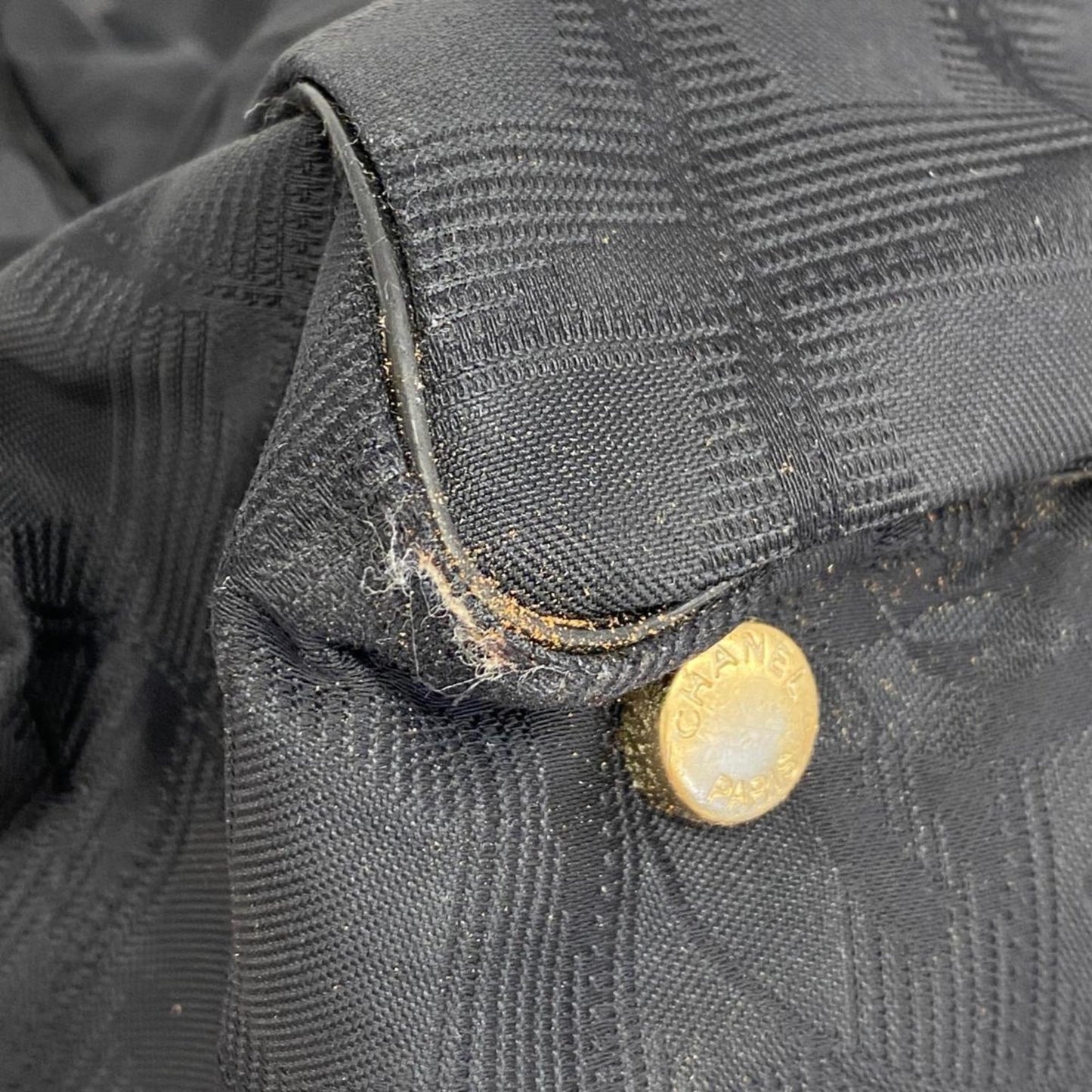 Chanel Tote Bag New Travel Nylon Black Champagne Women's