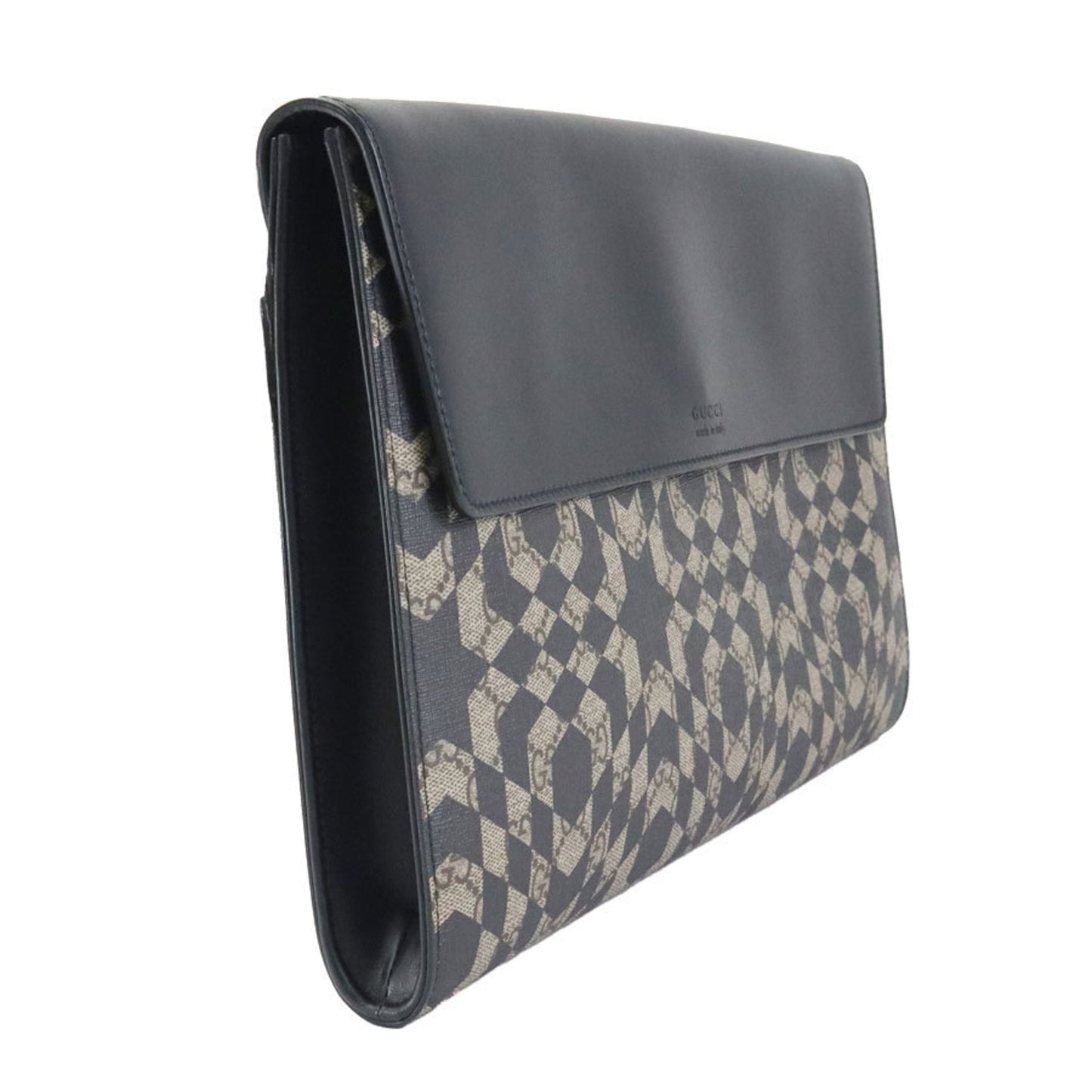 Gucci Black Brown Pvc Leather Clutch Bag