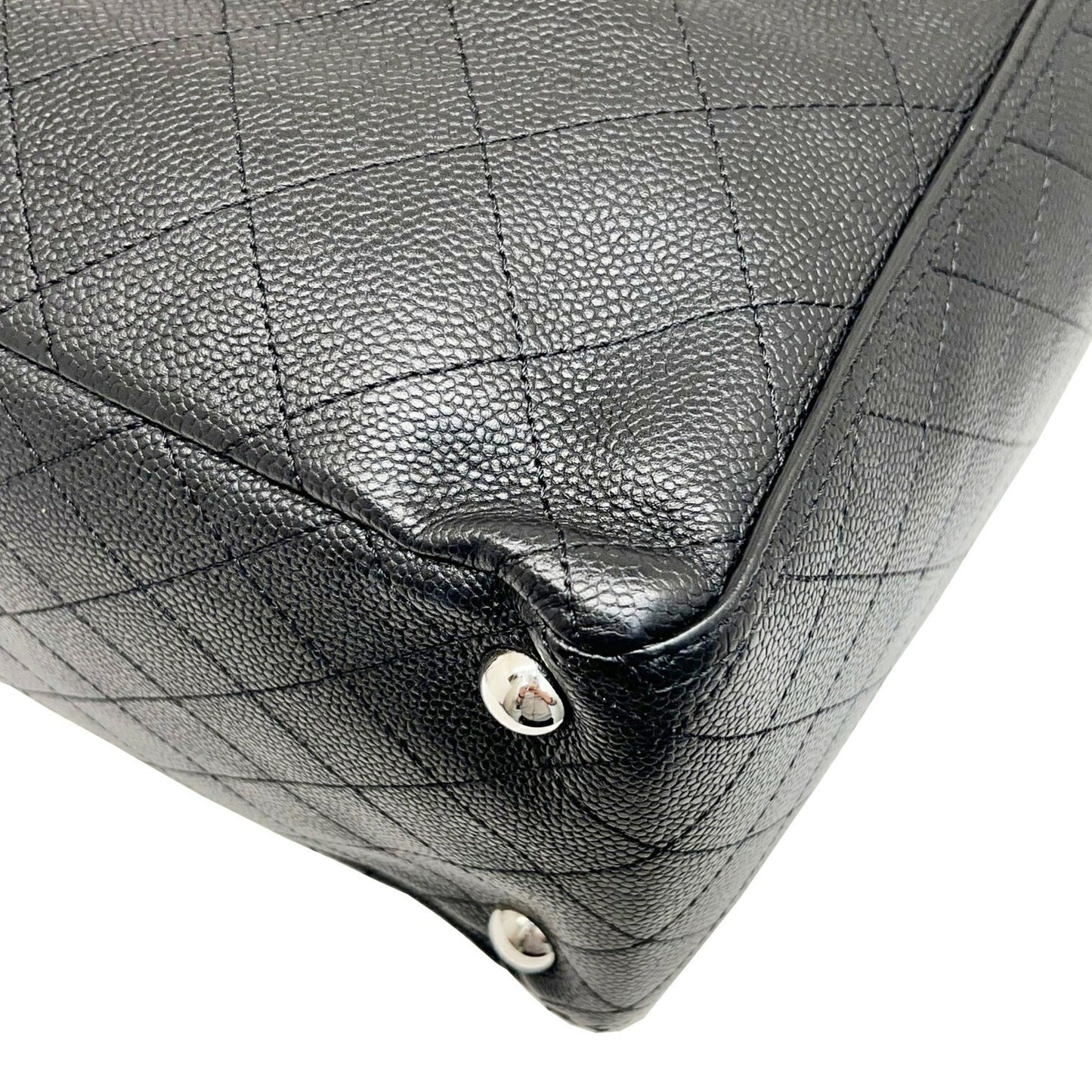 Chanel Wild Stitch Shoulder HandBag Chain Tote Caviar Skin Black No. 19 Women's