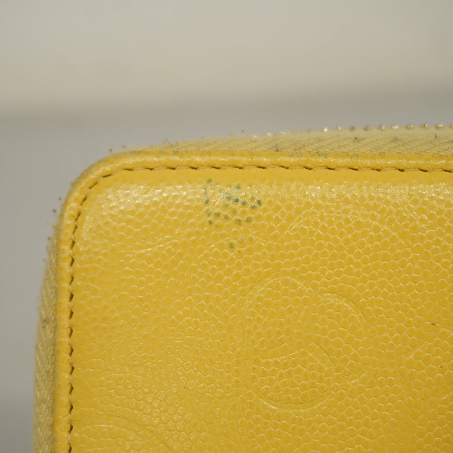 ChanelAuth  Camellia Bi-fold Long Wallet Gold Hardware Leather Yellow