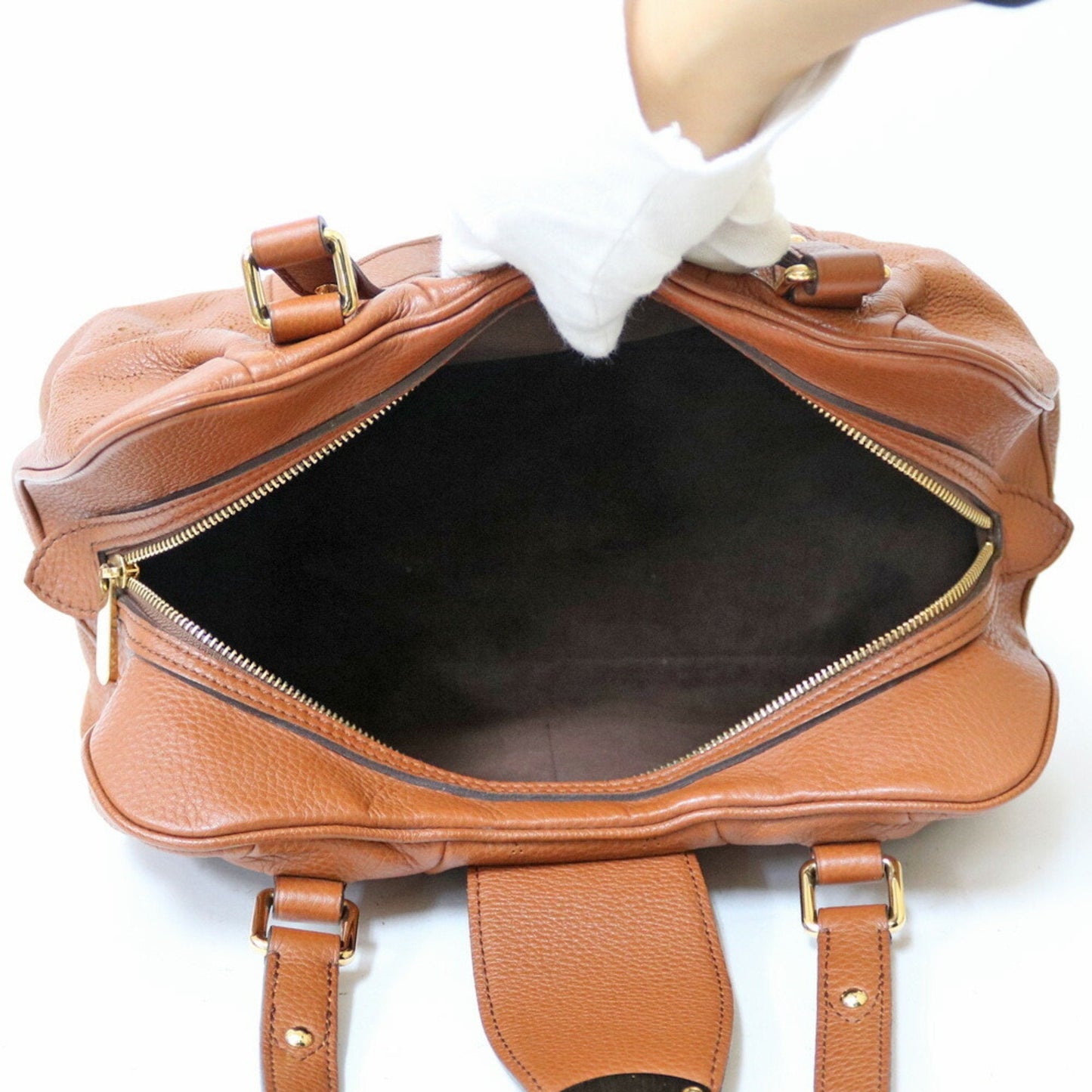 LOUIS VUITTON Shoulder Bag Mahina Luna PM M97052 Brown Cognac Women's Leather