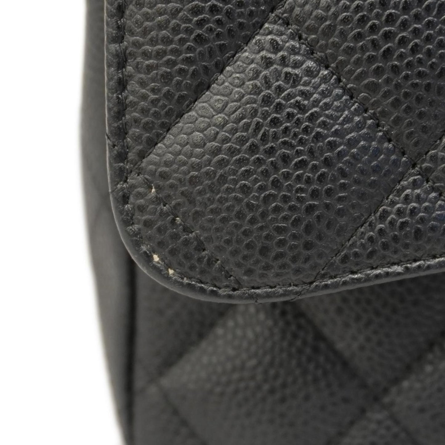 Chanel Shoulder Bag Matelasse Deca W Flap Chain Caviar Skin Black Women's