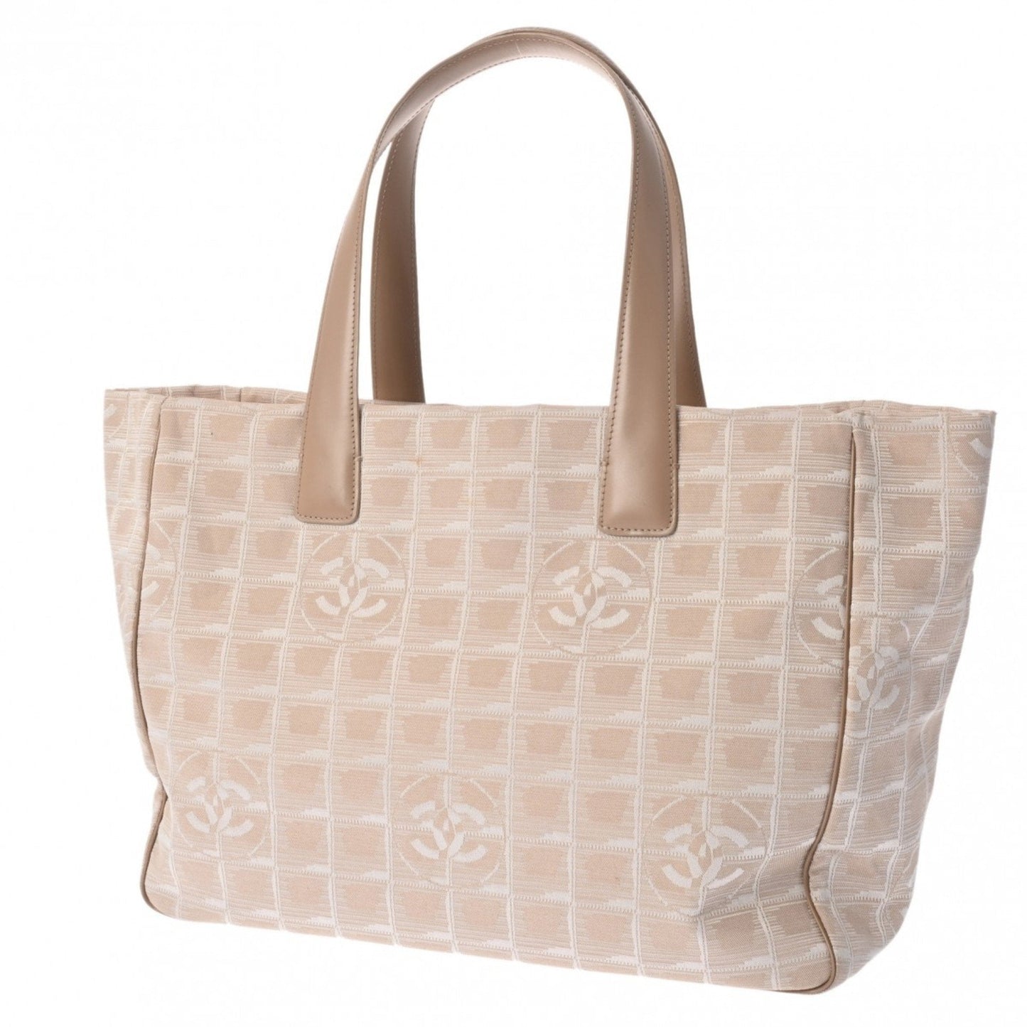 CHANEL New Travel Line Tote MM Beige A15991 Women's Nylon Handbag
